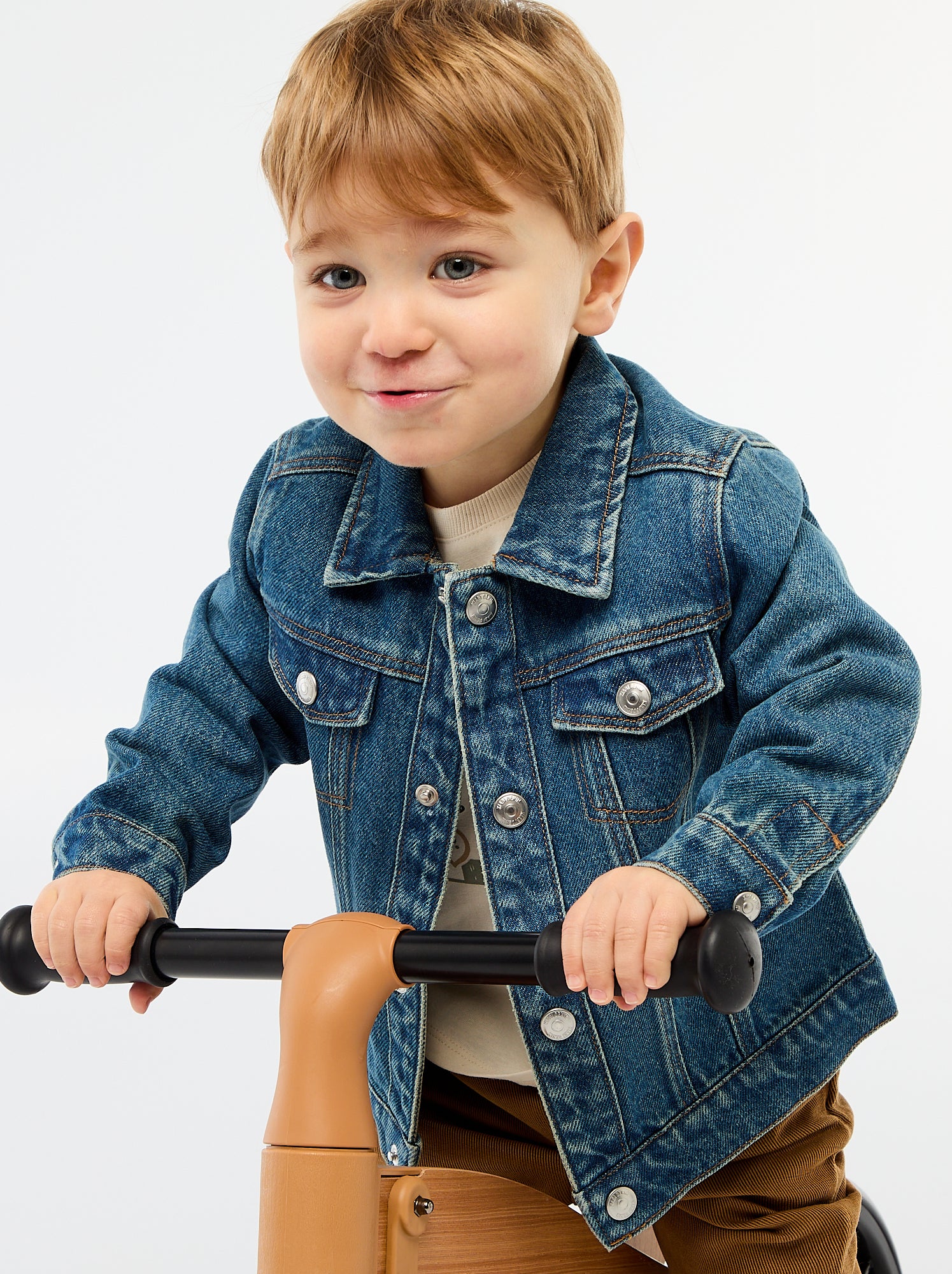Veste en denim avec ouverture pressionnée - Bleu