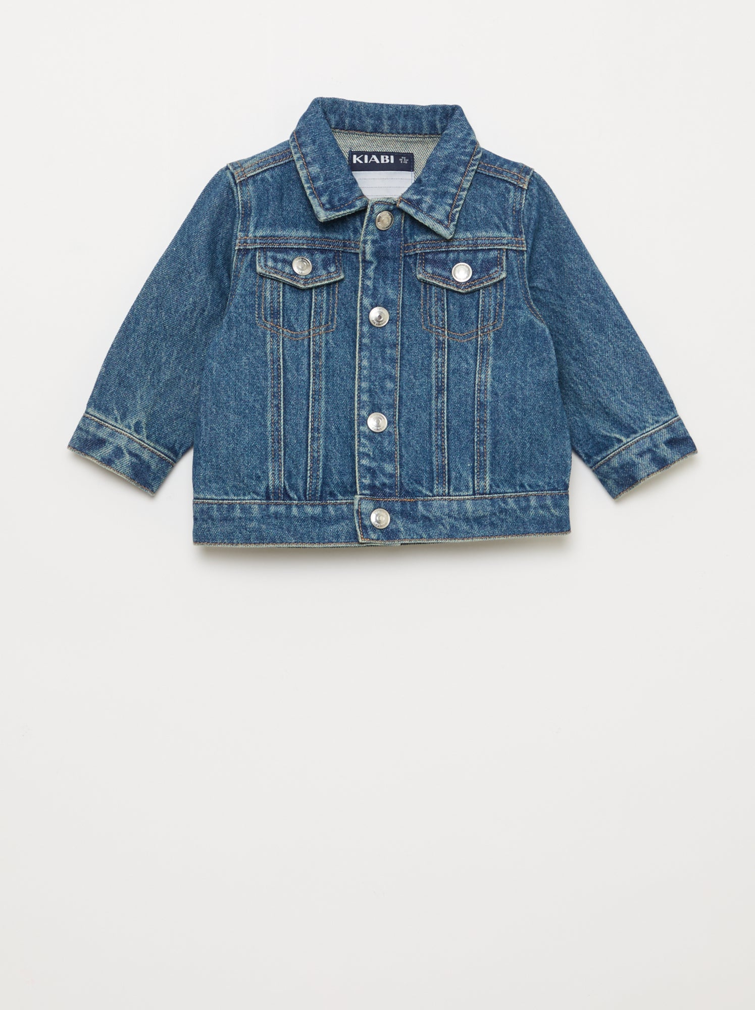 Veste en denim avec ouverture pressionnée - Bleu