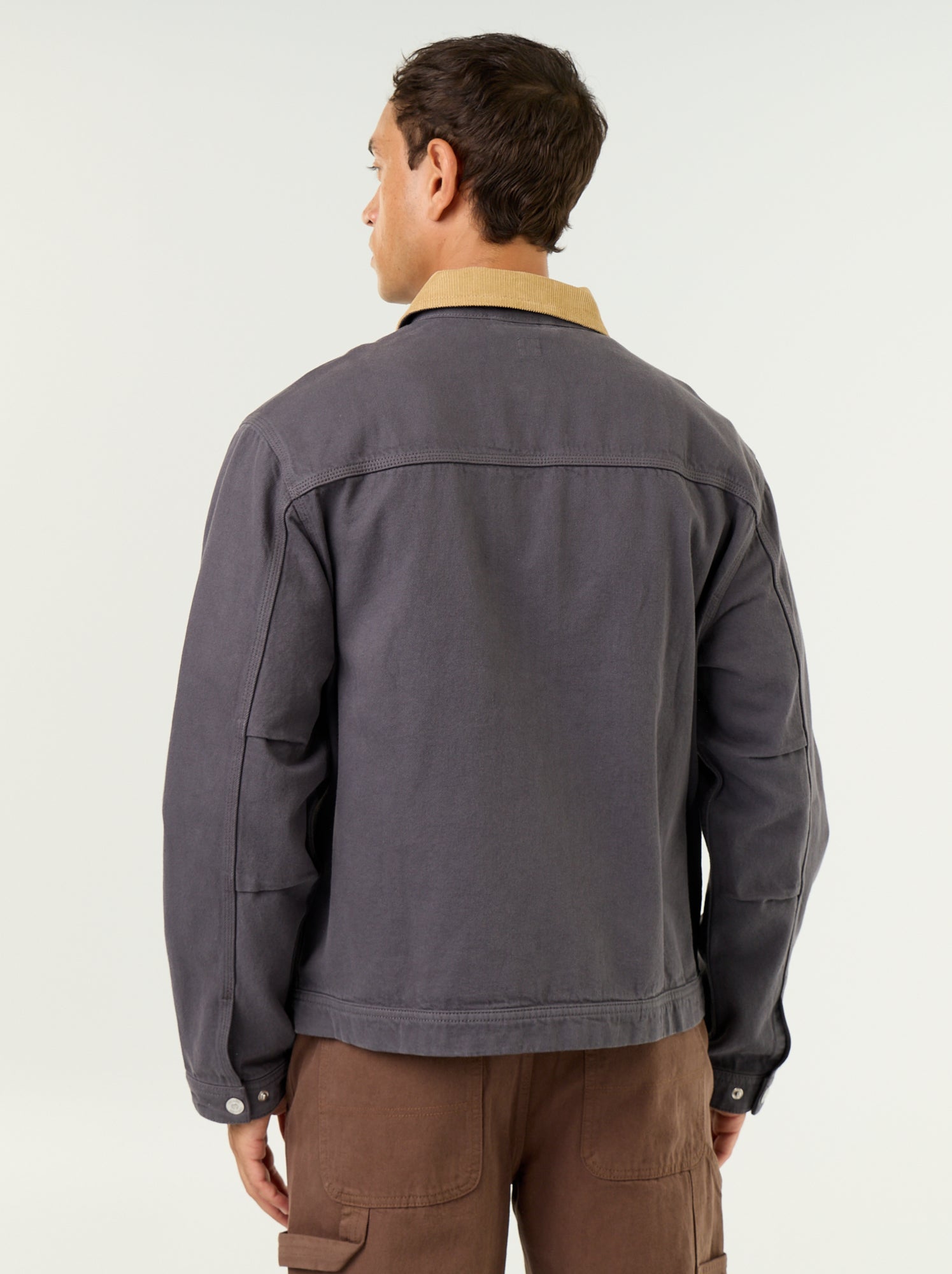 Veste en jean avec col en velours côtelé - Bleu