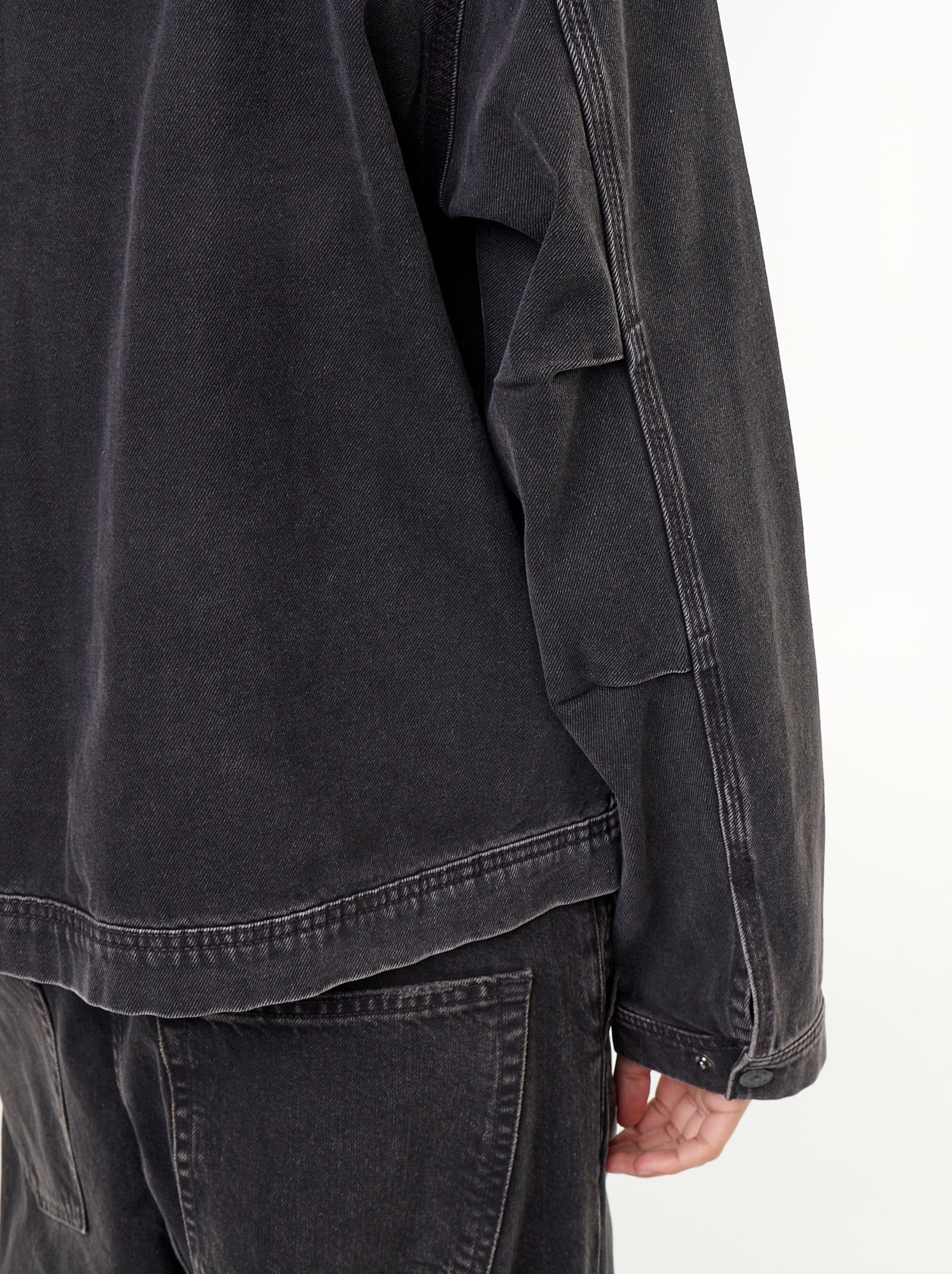 Veste en jean avec col en velours côtelé - Noir