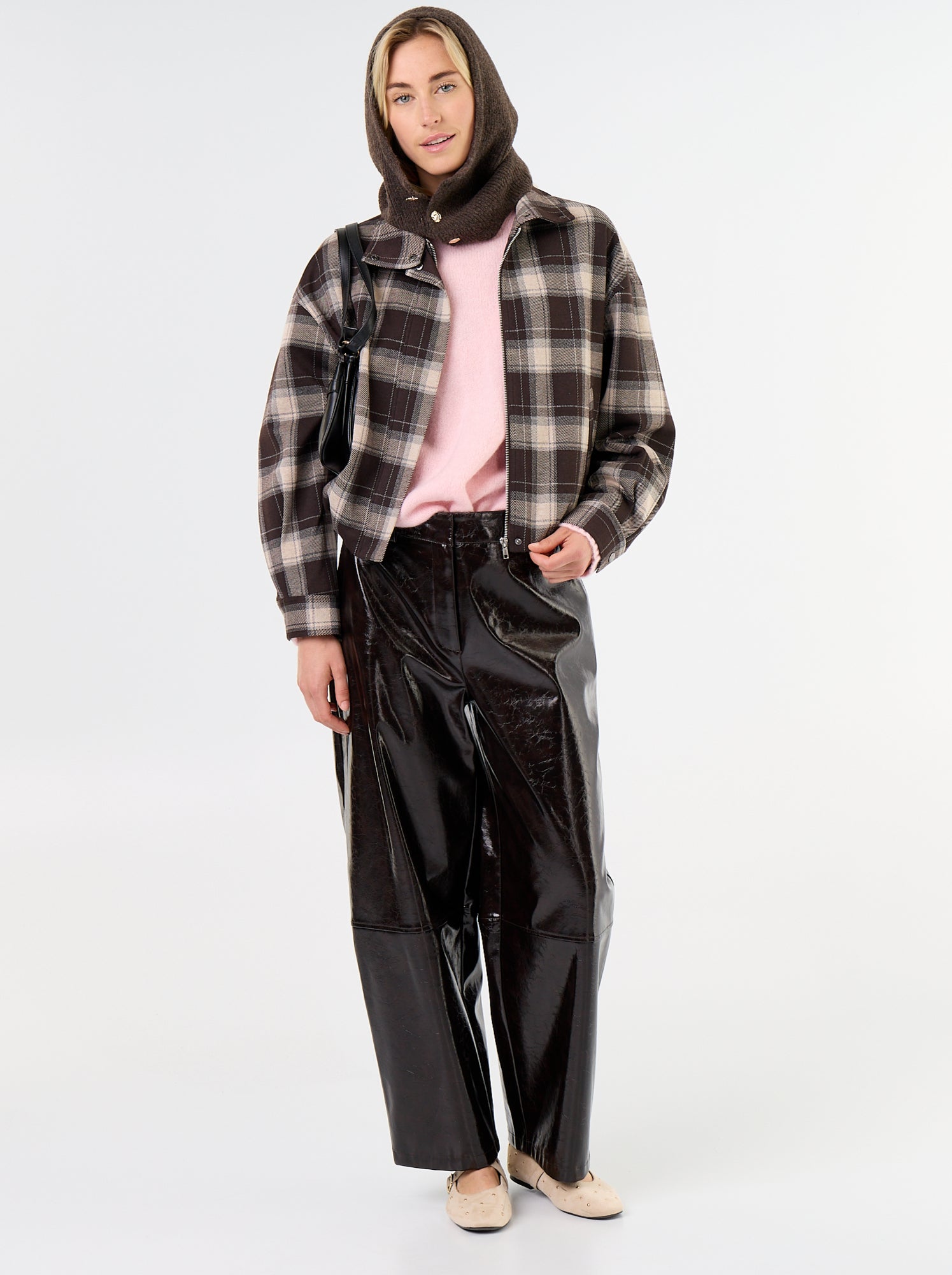 Veste en textile à carreaux - Marron