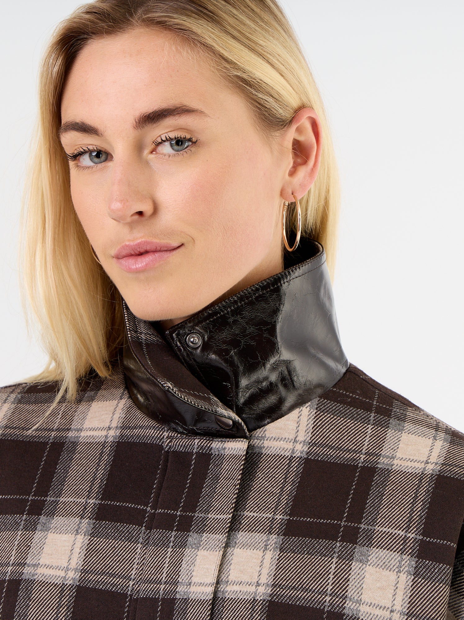 Veste en textile à carreaux - Marron