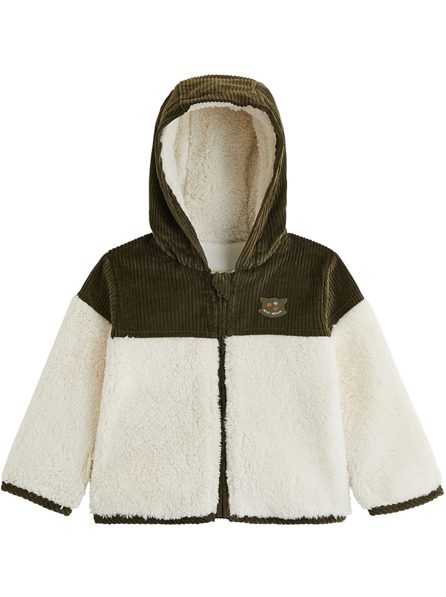 Veste enfant intérieur polaire avec capuche ginkgo - Vert