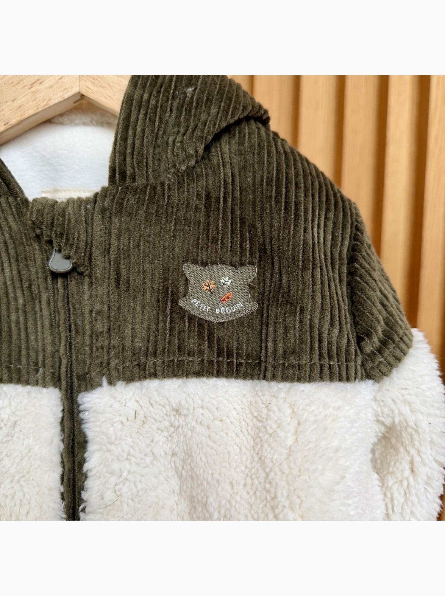 Veste enfant intérieur polaire avec capuche ginkgo - Vert