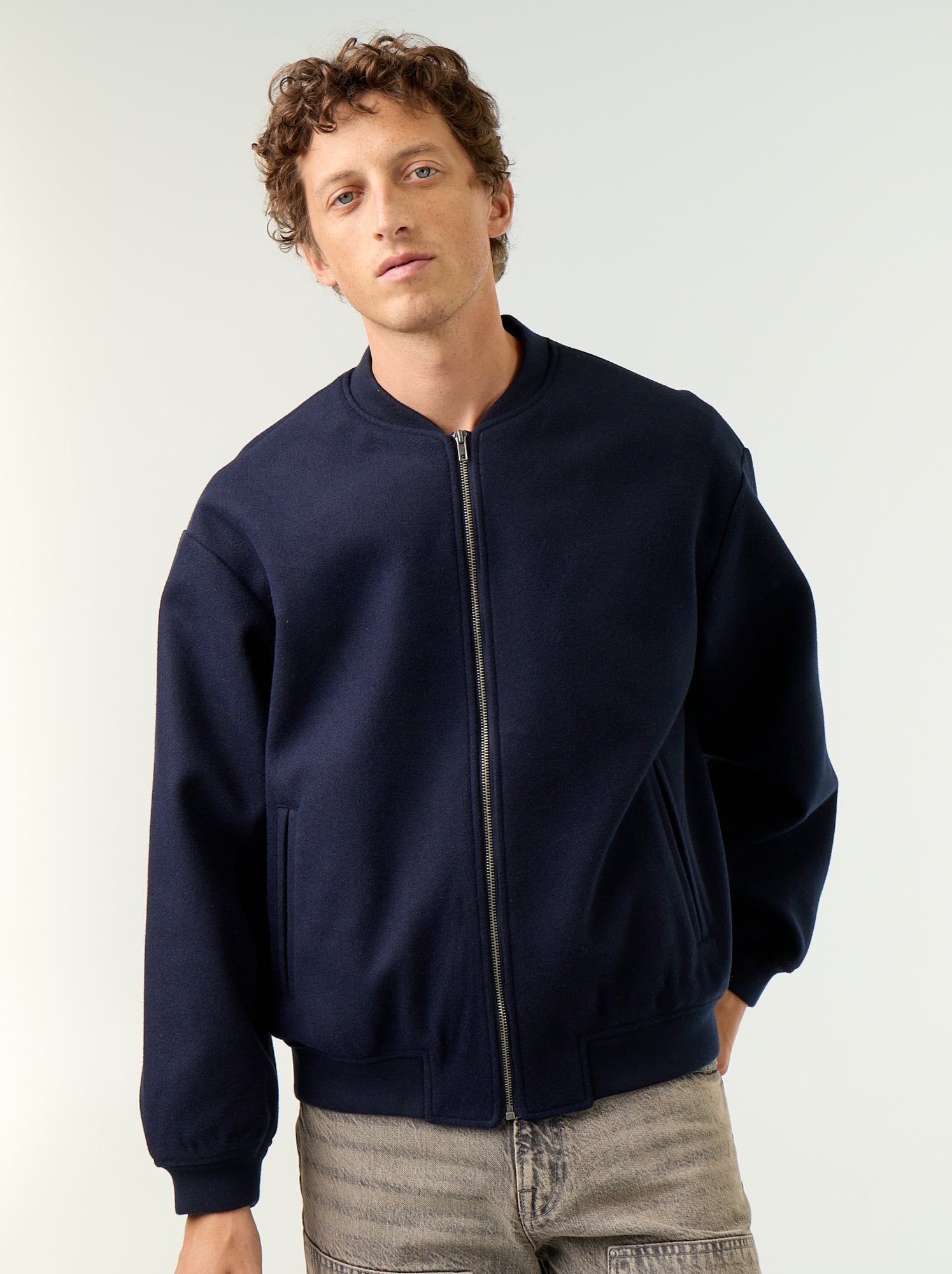 Veste faux lainage - Bleu
