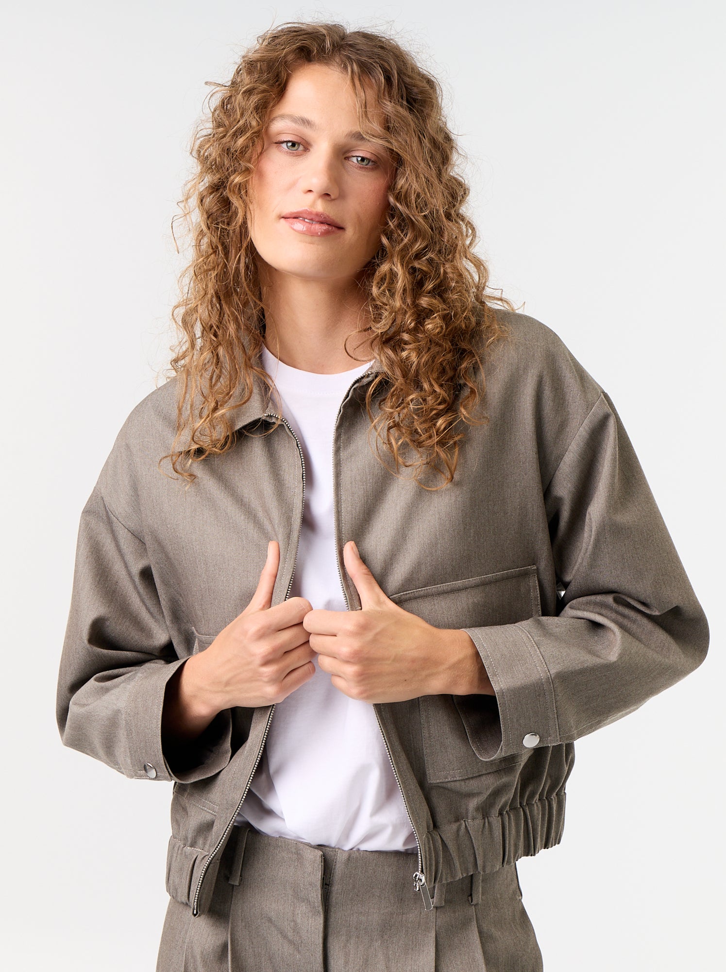 Veste fluide avec ouverture zippée - Vert