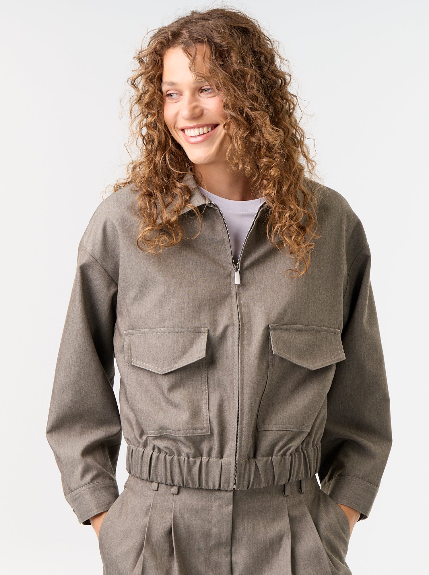 Veste fluide avec ouverture zippée - Vert