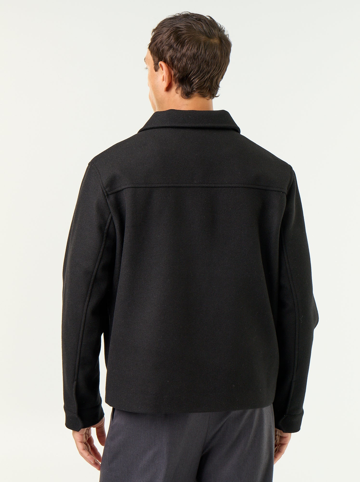 Veste imitation lainage col chemise - Noir
