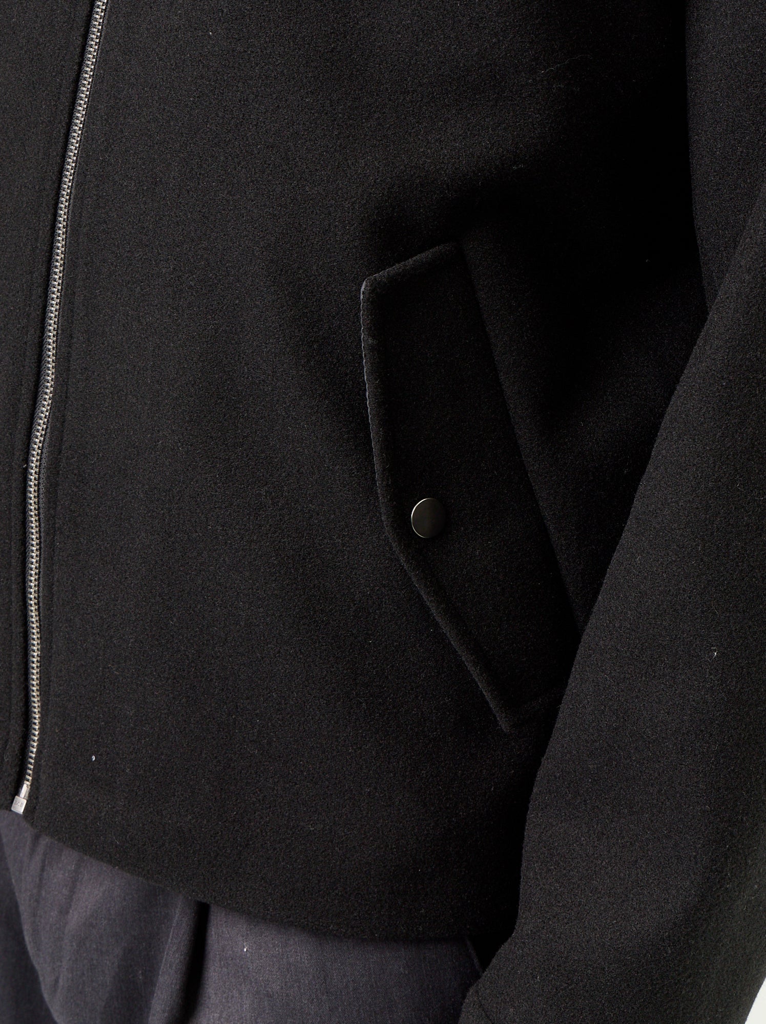 Veste imitation lainage col chemise - Noir