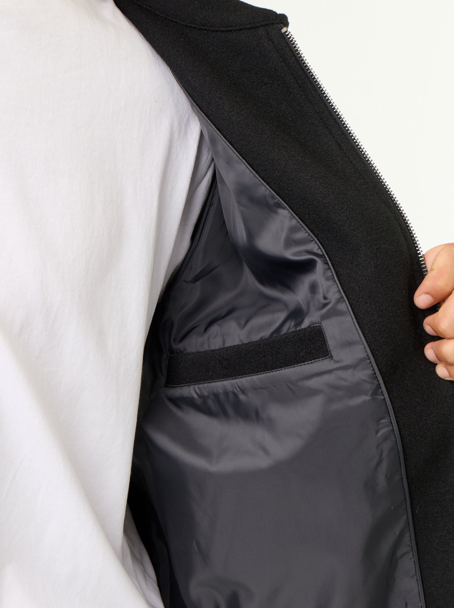 Veste imitation lainage col chemise - Noir