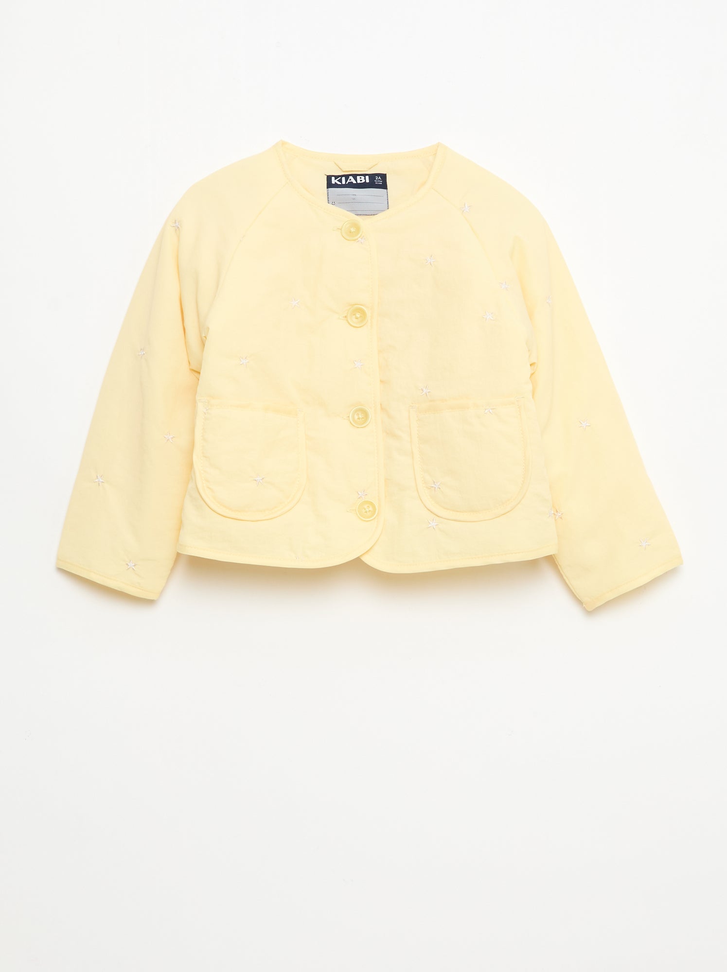 Veste matelassée col rond en tissu déperlant - Jaune
