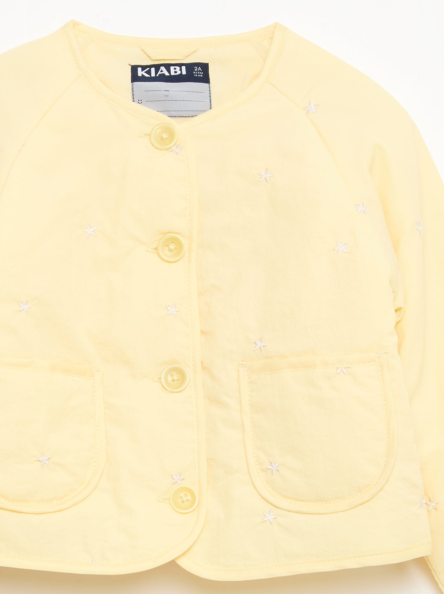 Veste matelassée col rond en tissu déperlant - Jaune