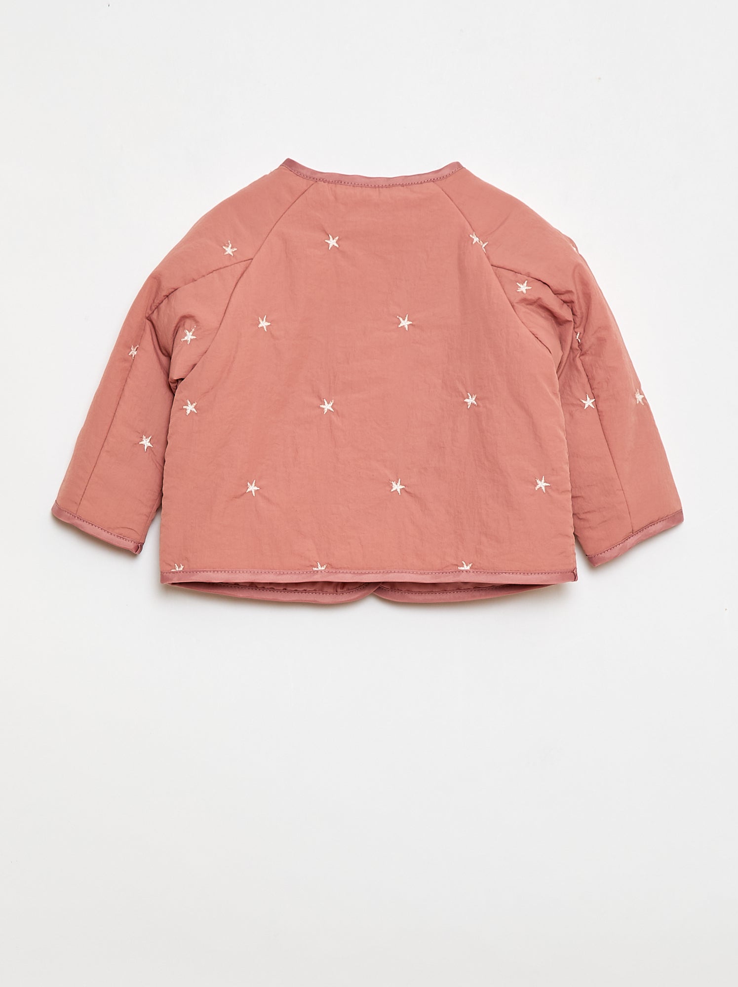 Veste matelassée col rond en tissu déperlant - Rose