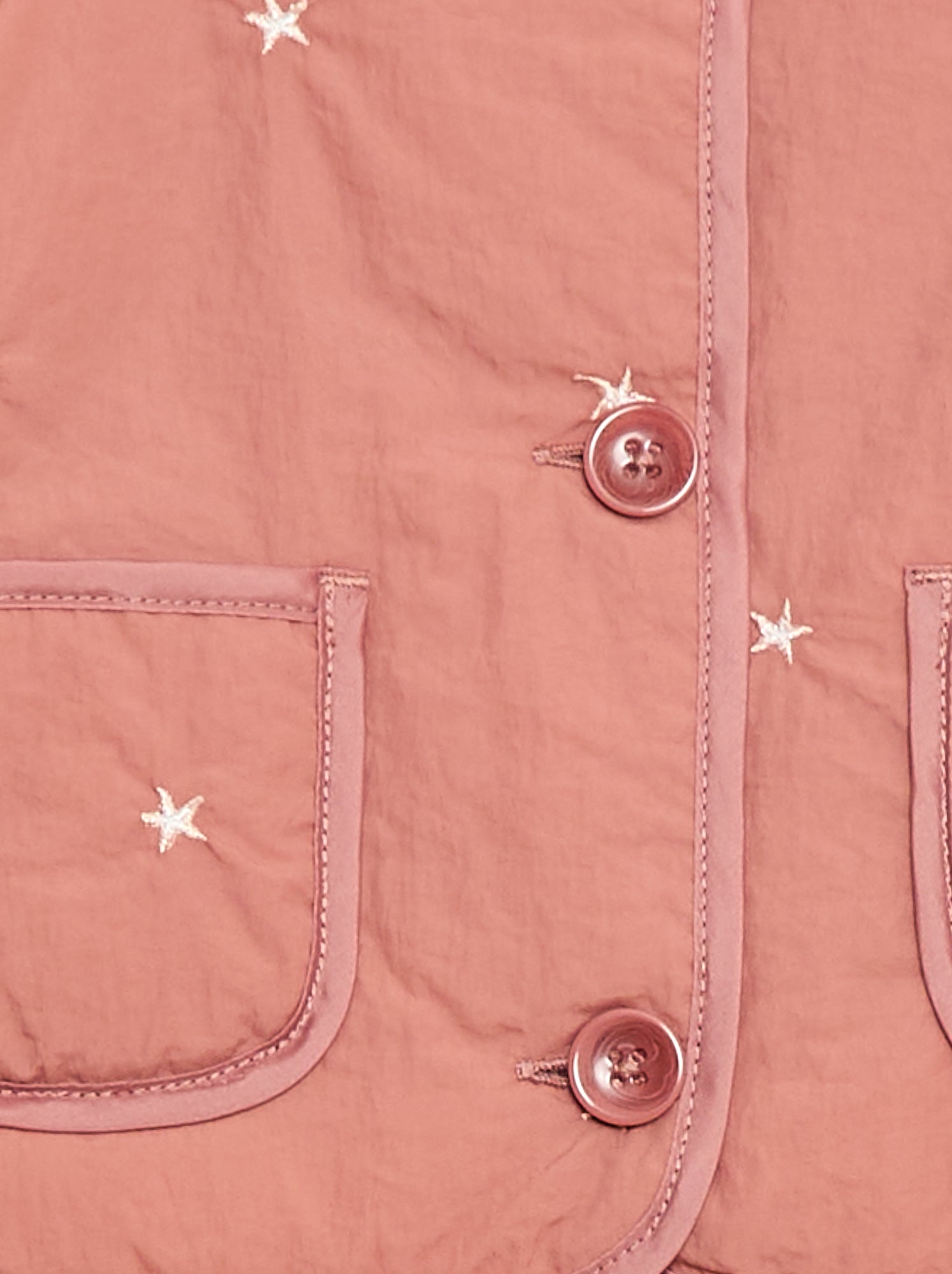 Veste matelassée col rond en tissu déperlant - Rose