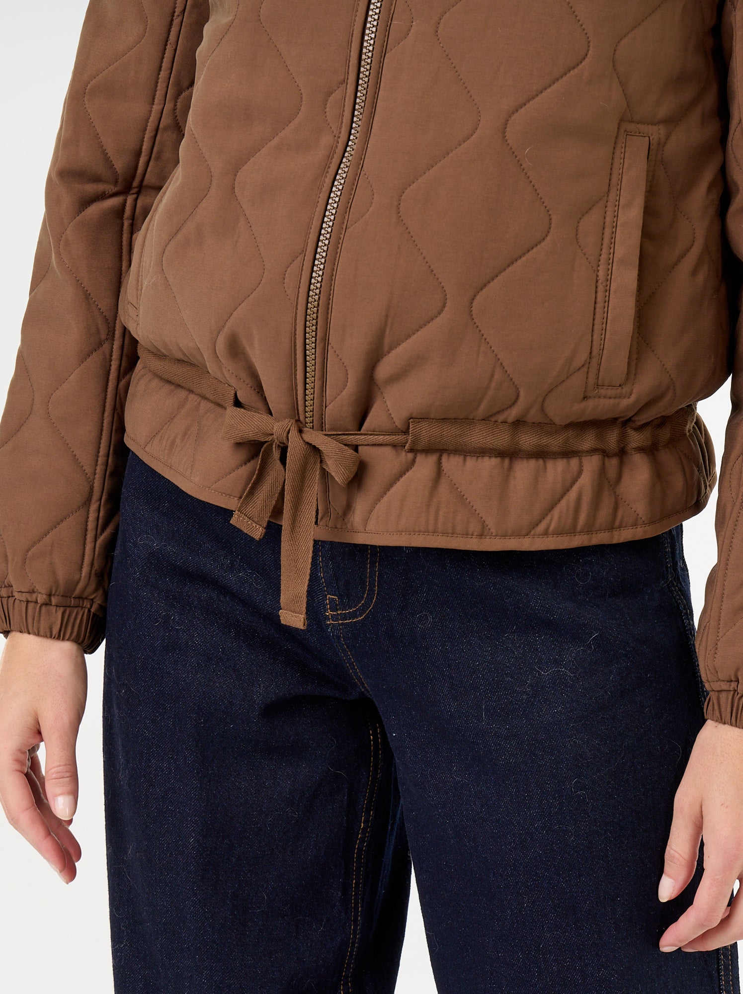 Veste matelassée resserable à la taille - Marron