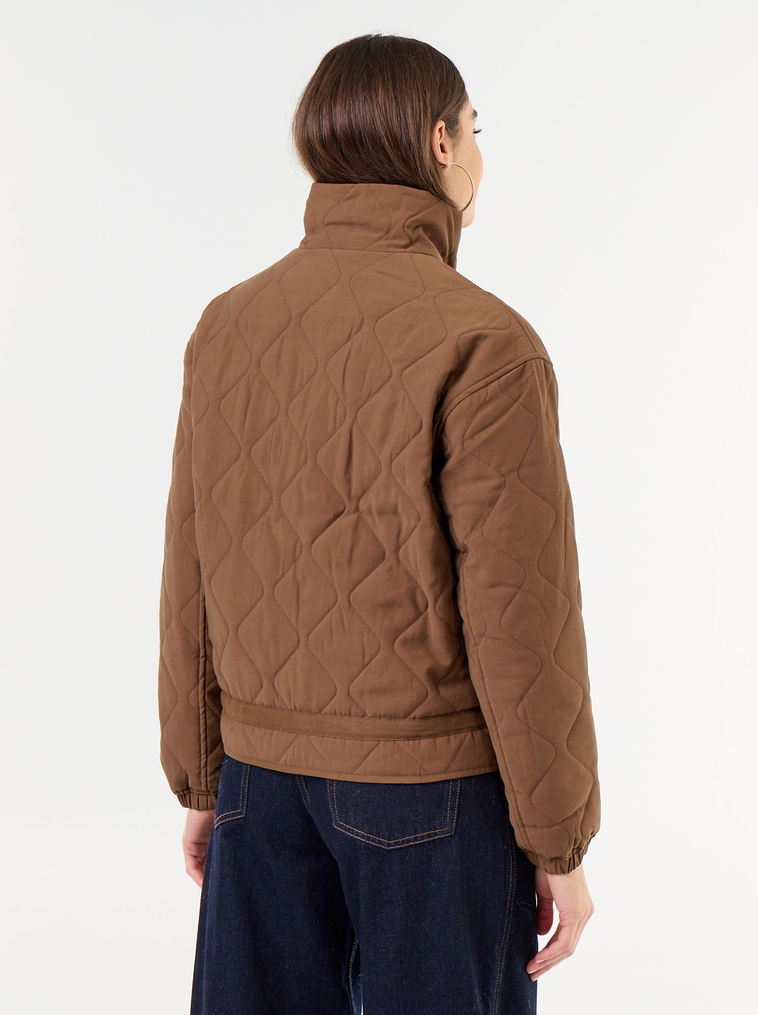 Veste matelassée resserable à la taille - Marron