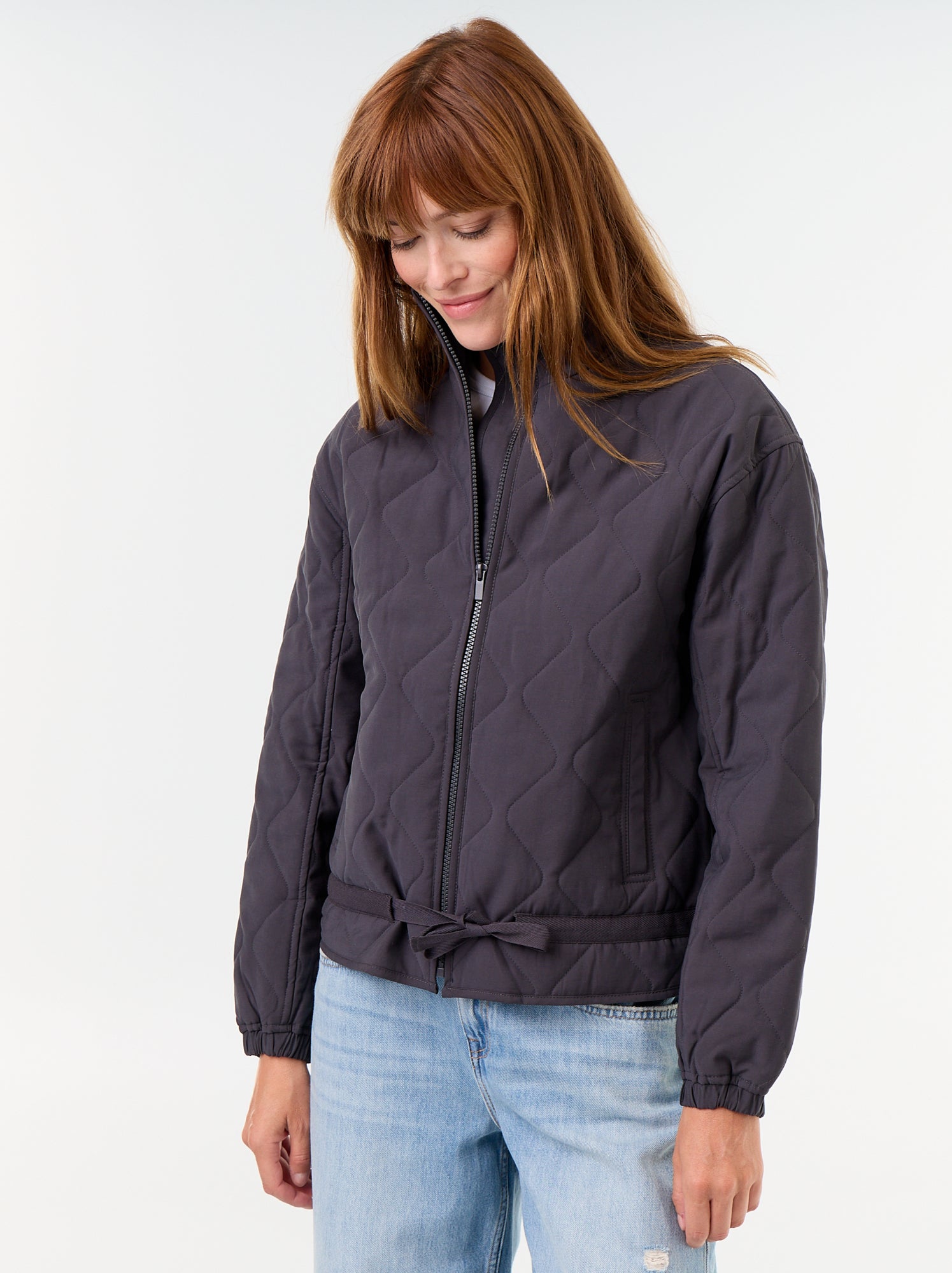 Veste matelassée resserable à la taille - Noir
