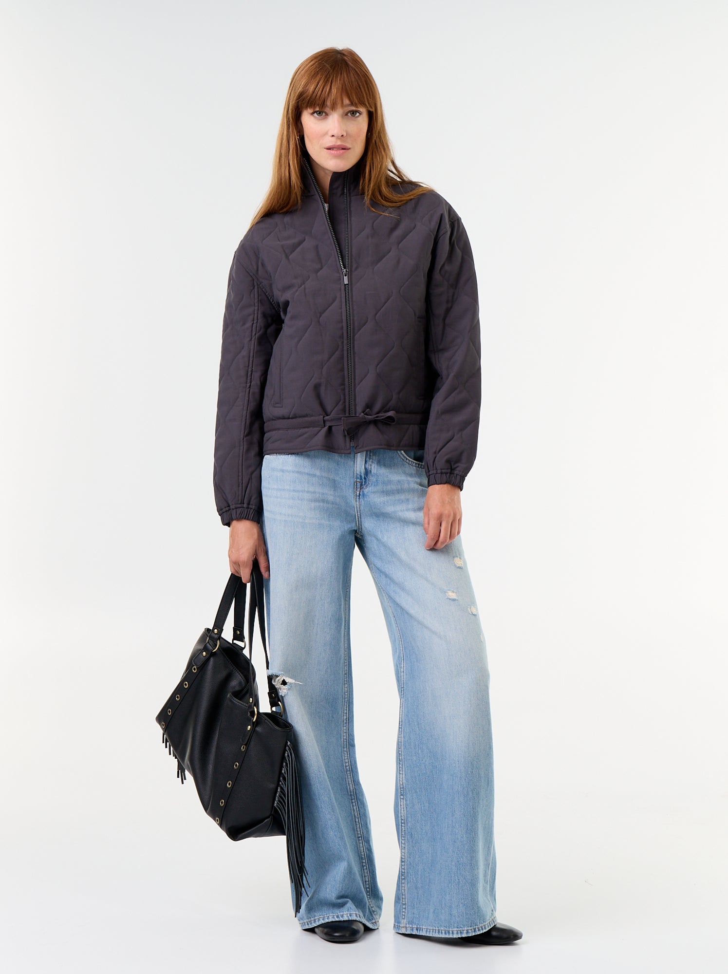 Veste matelassée resserable à la taille - Noir