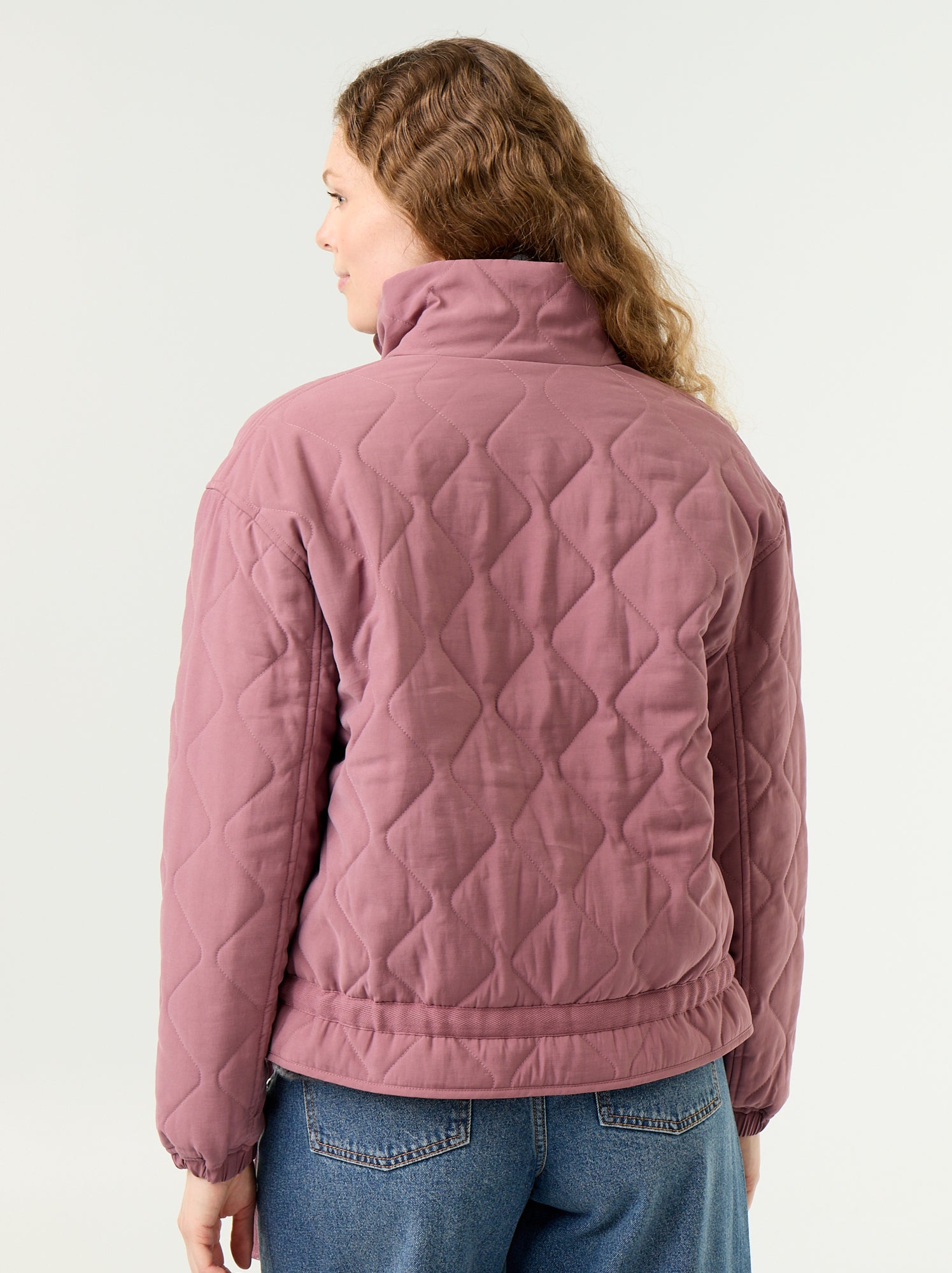 Veste matelassée resserable à la taille - Rose