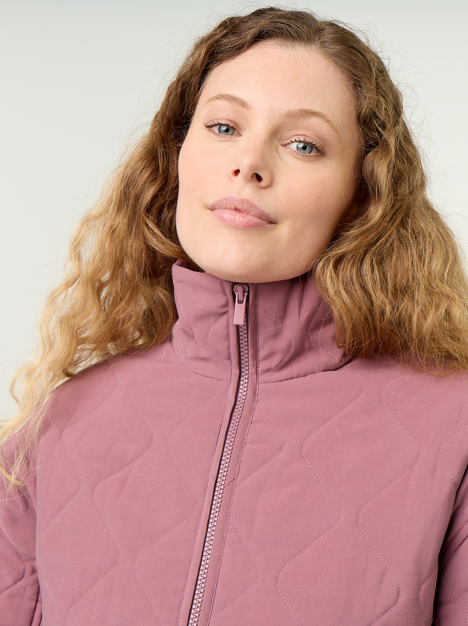 Veste matelassée resserable à la taille - Rose