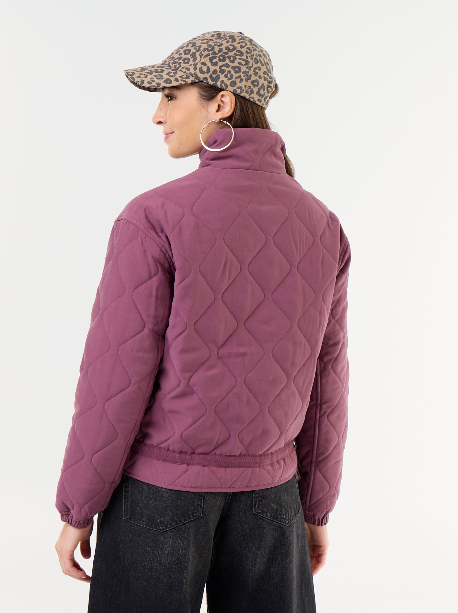 Veste matelassée resserable à la taille - Violet