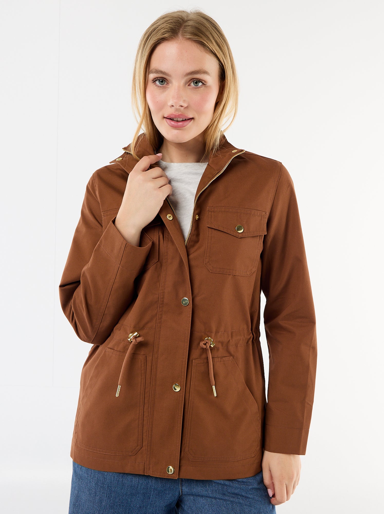 Veste saharienne à pressions devant - Marron