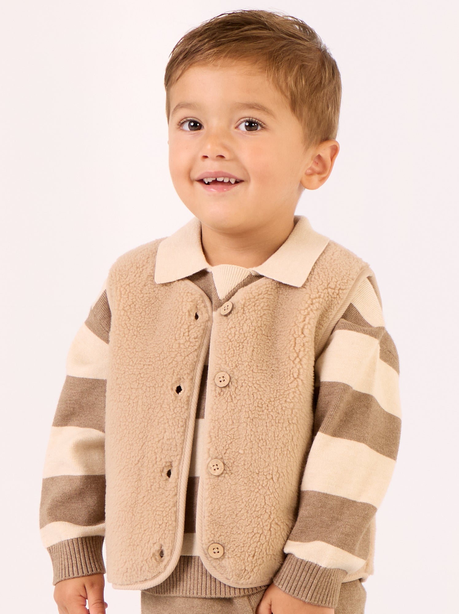Veste sans manches effet moutonné - Beige (GFM27_1)