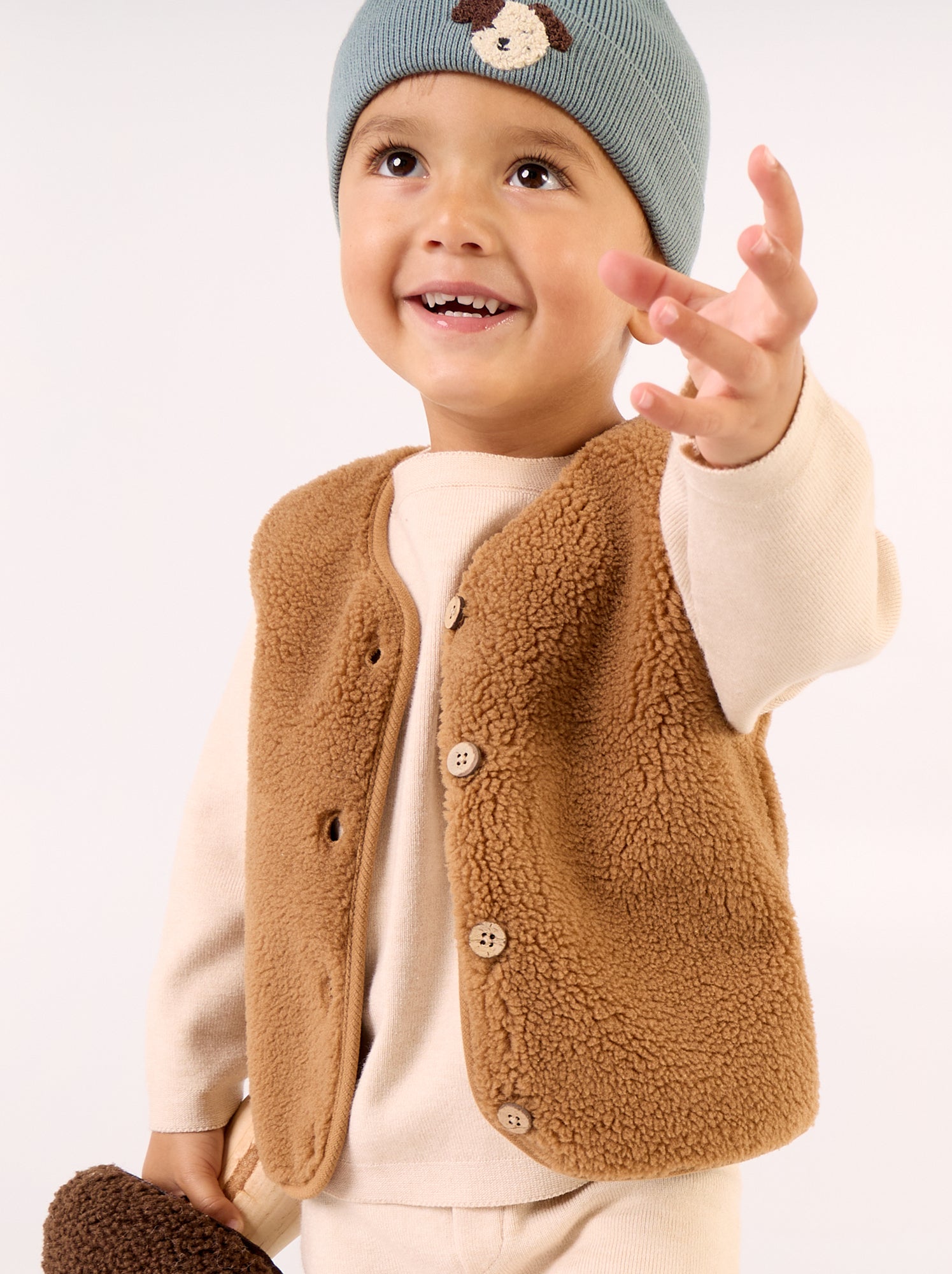 Veste sans manches effet moutonné - Beige (GFM27_3)