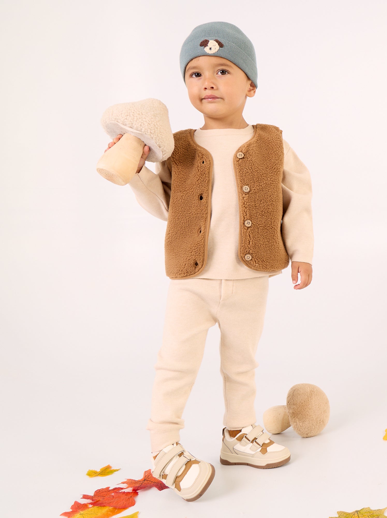 Veste sans manches effet moutonné - Beige (GFM27_3)