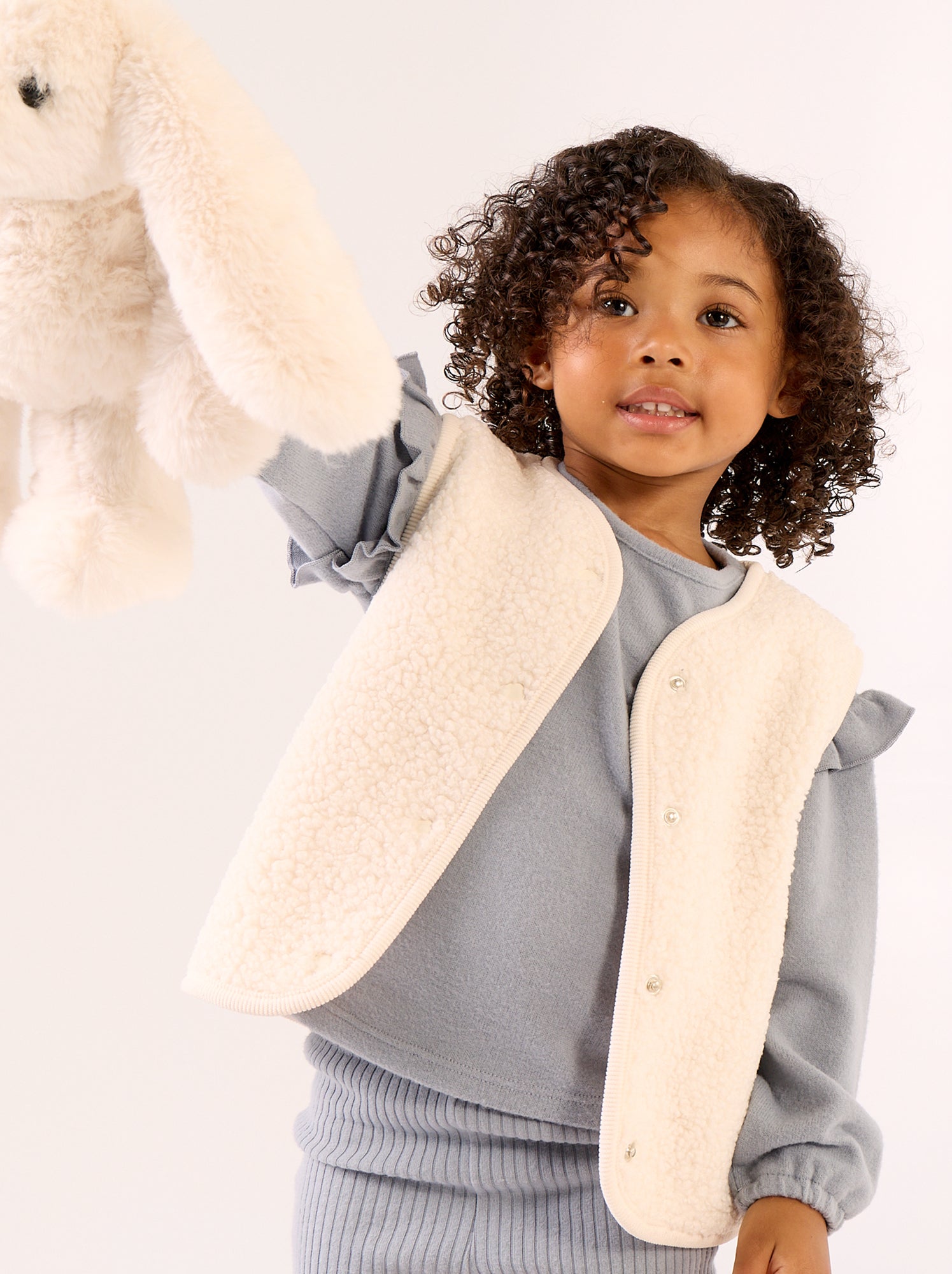 Veste sans manches effet moutonné - Blanc