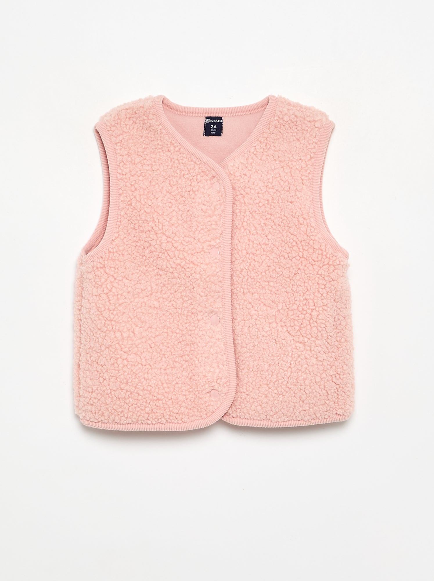 Veste sans manches effet moutonné - Rose