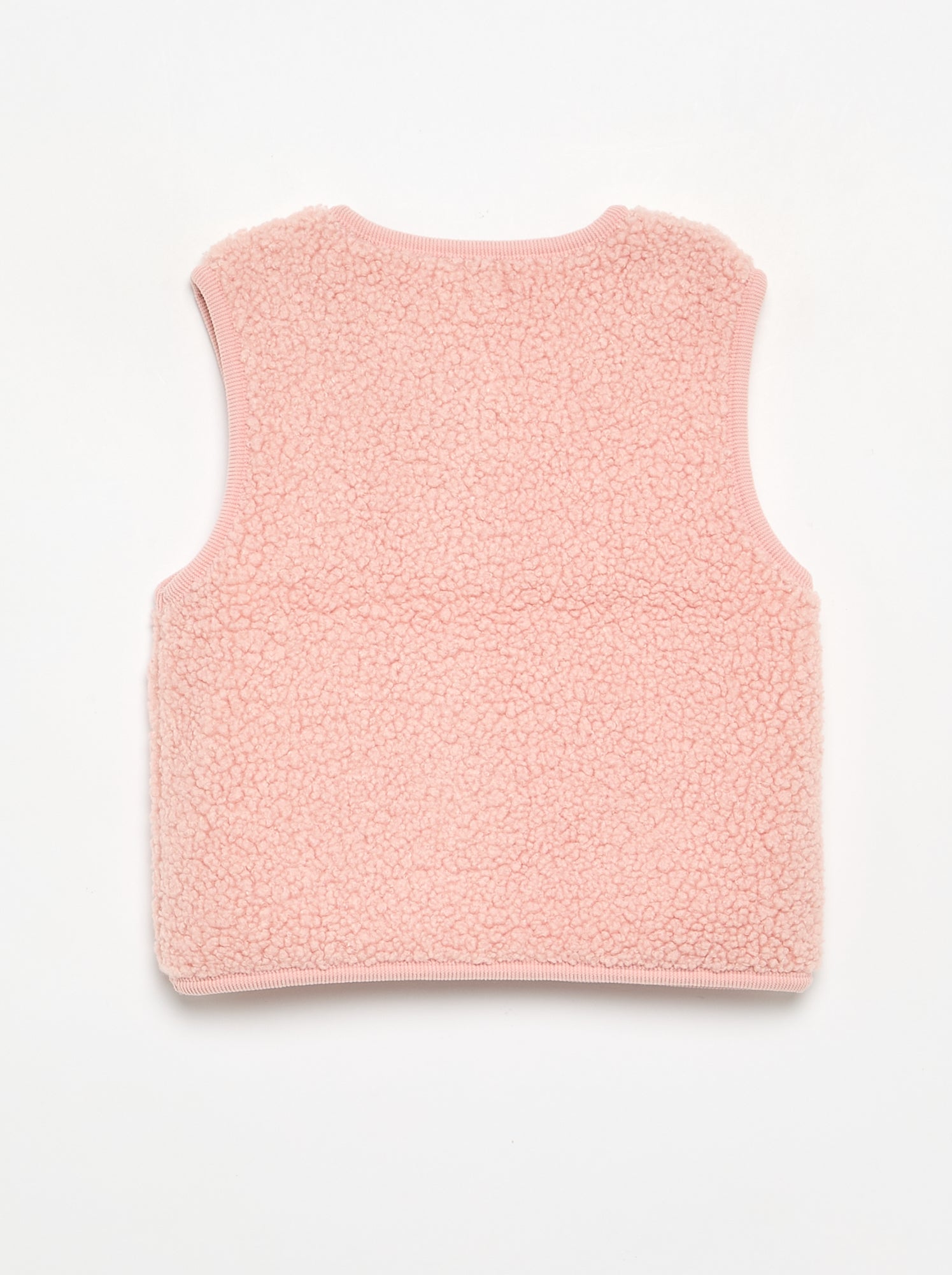 Veste sans manches effet moutonné - Rose