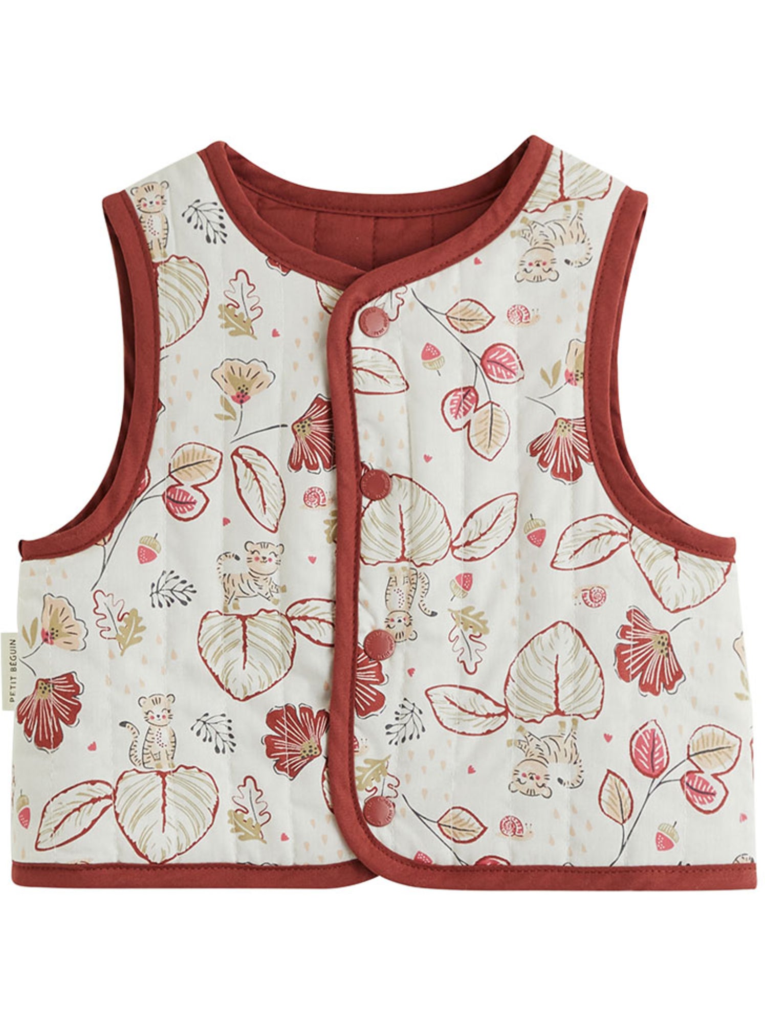 Veste sans manches enfant réversible en coton matelassé léa - Rose