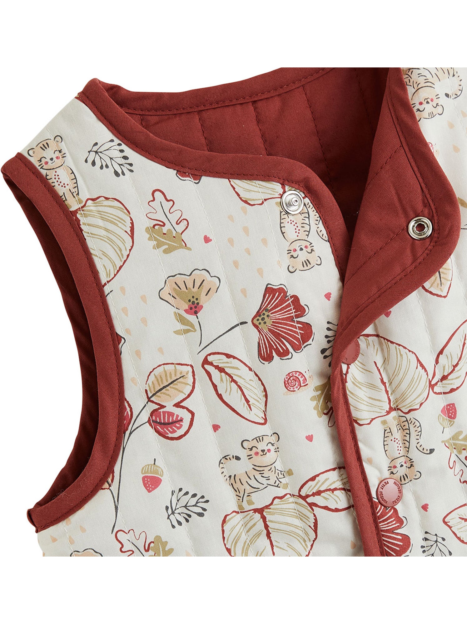 Veste sans manches enfant réversible en coton matelassé léa - Rose