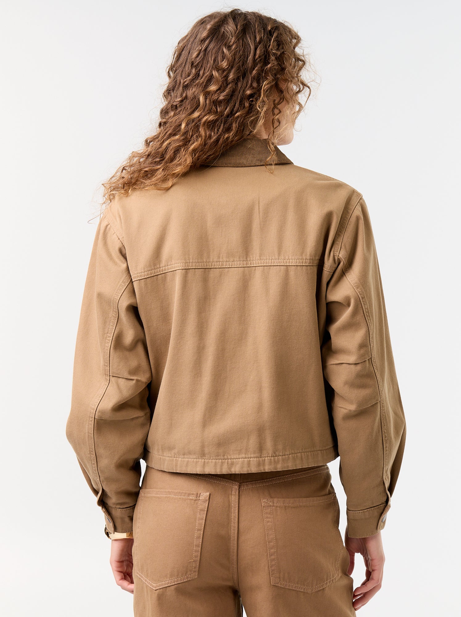 Veste workwear en denim et col velours - Marron (GBL75_4)