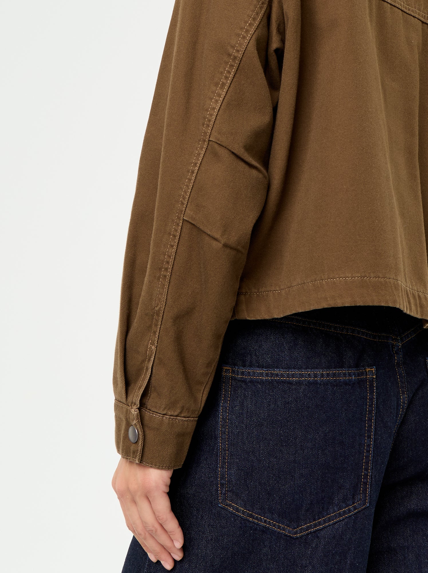 Veste workwear en denim et col velours - Marron (GBL75_5)