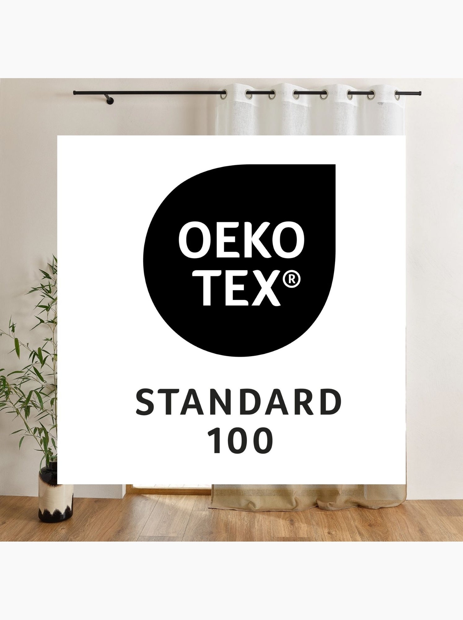 Voilage à oeillets bi-colore - Bois naturel
