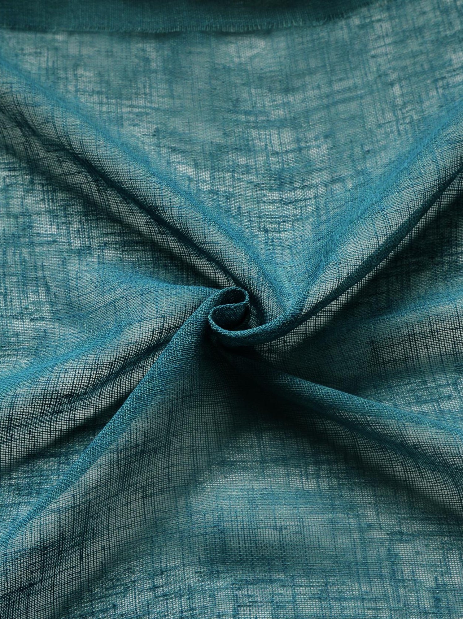 Voilage   - effet lin fluide - Bleu canard