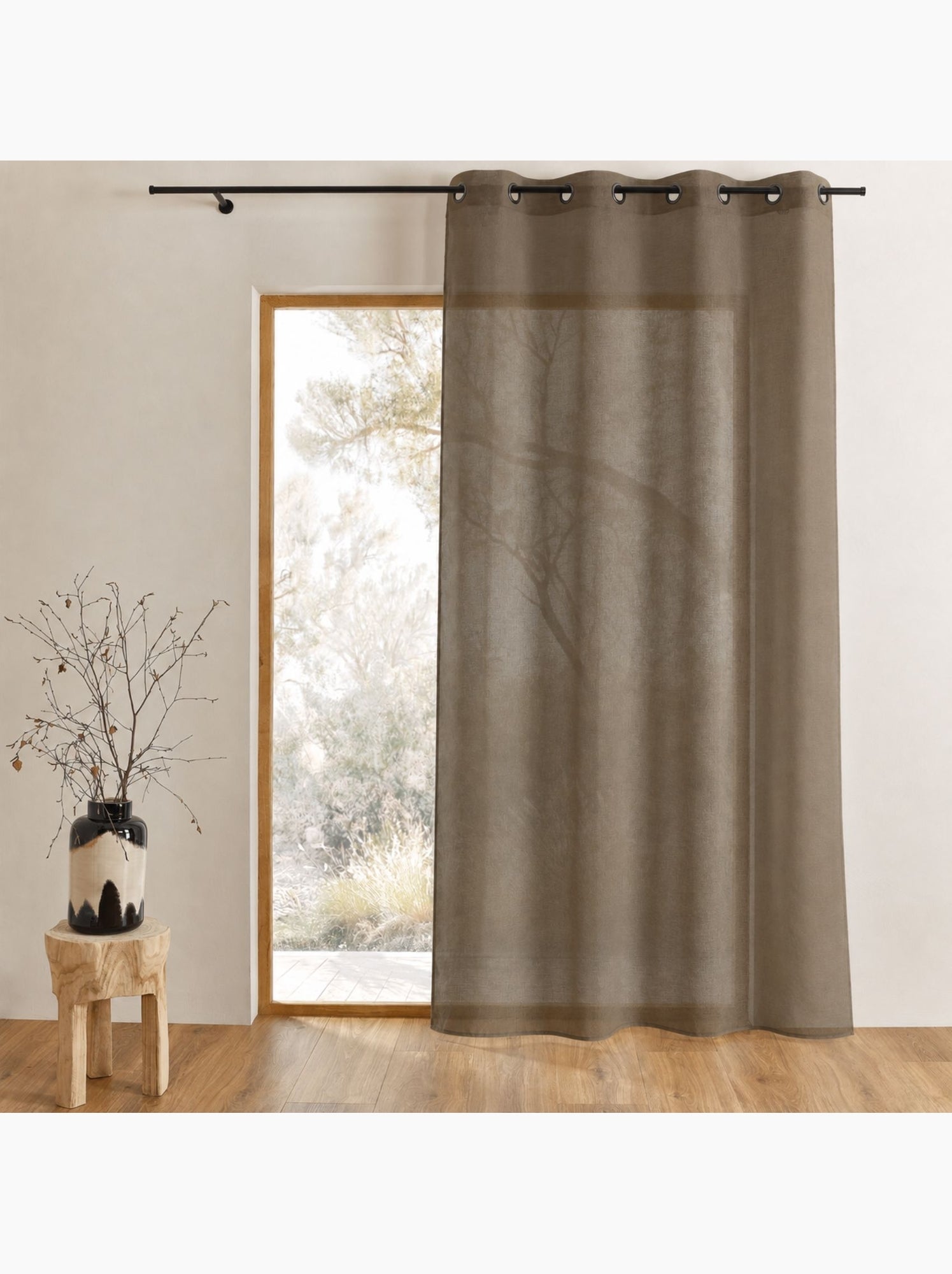 Voilage léger semi-transparent à bas plombé - Taupe