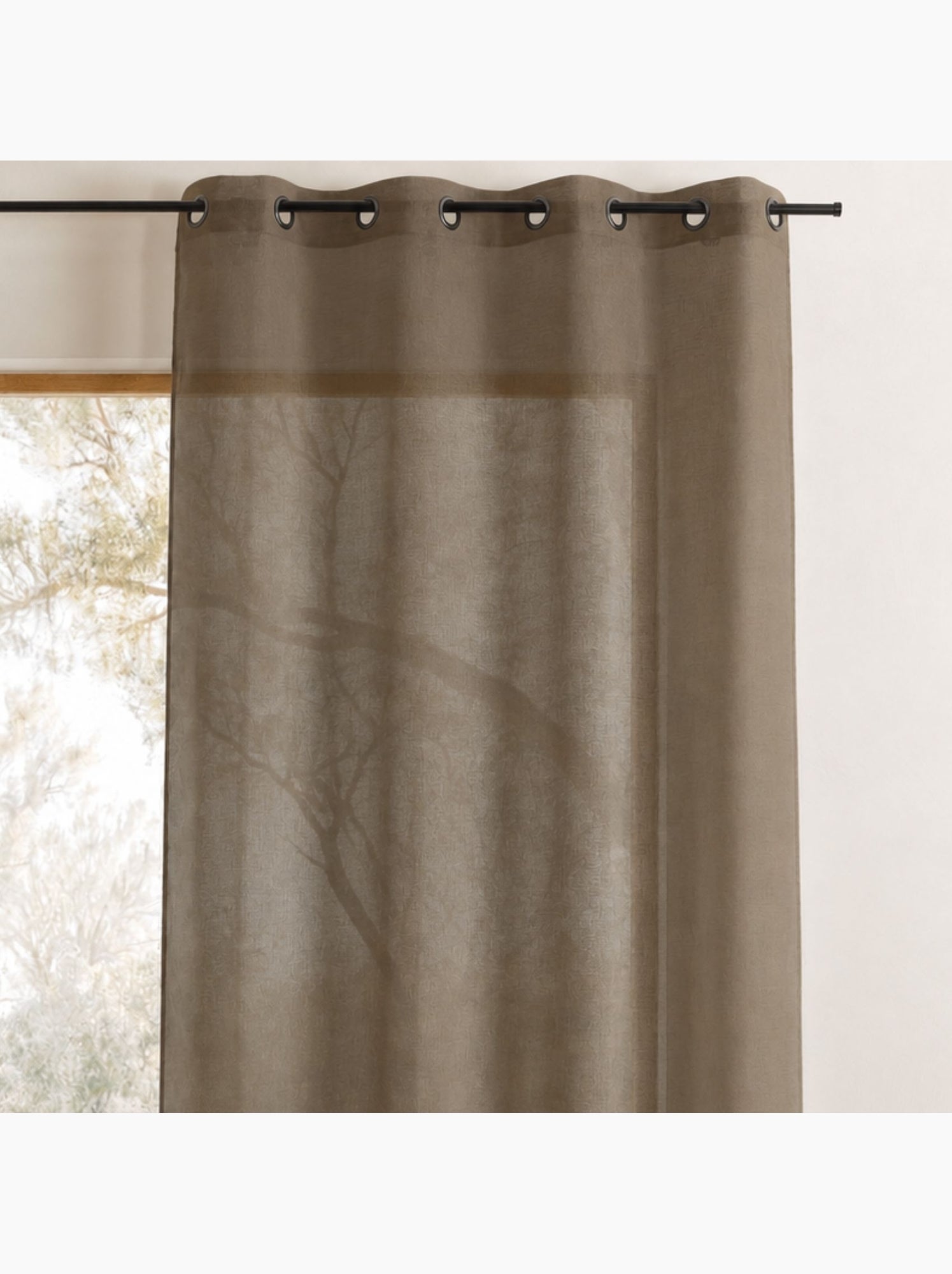 Voilage léger semi-transparent à bas plombé - Taupe