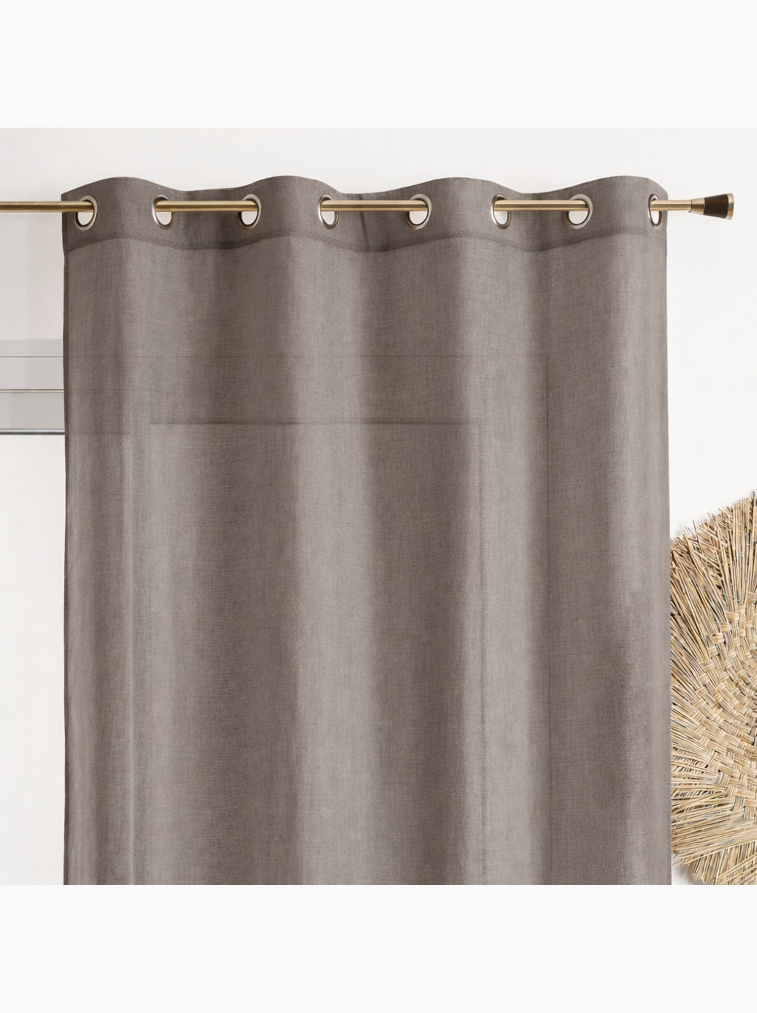 Voilage poly-lin uni  fluide - Gris