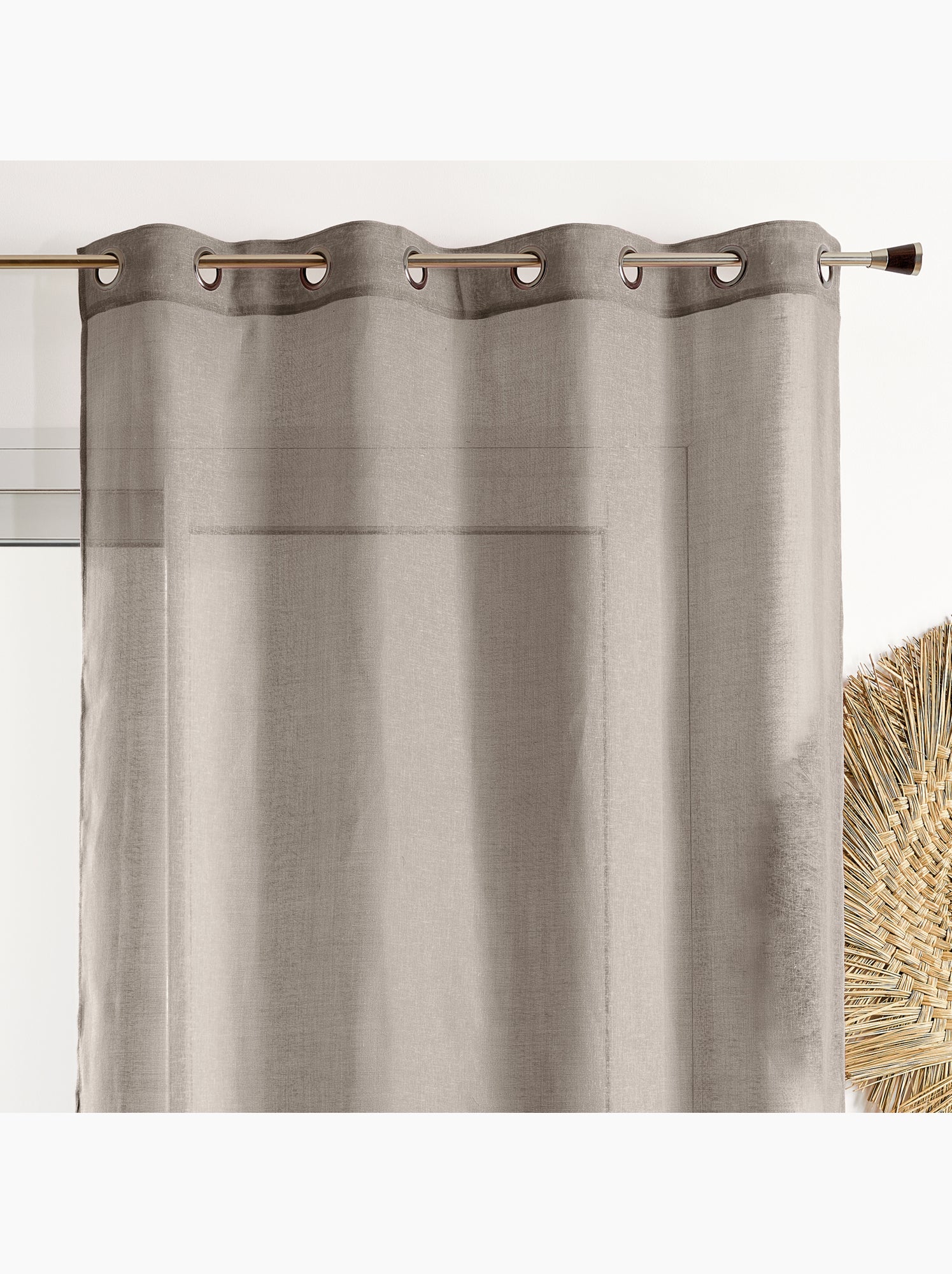 Voilage poly-lin uni  fluide - Gris