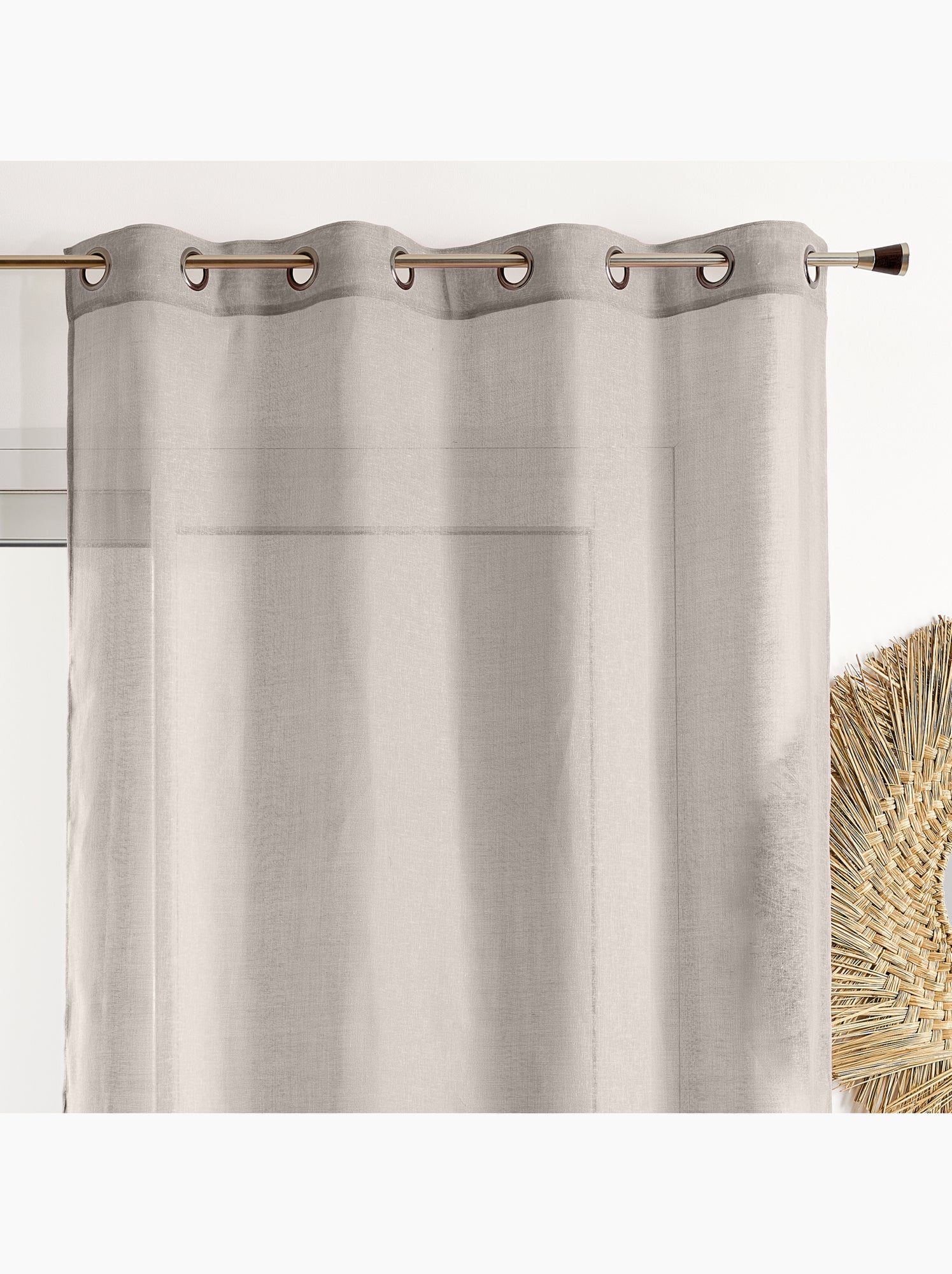Voilage poly-lin uni  fluide - Gris clair
