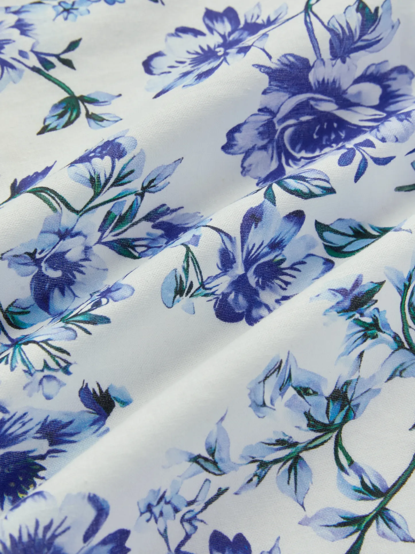 Maxi Cotton Dress, Sleeveless, Strapless, Floral, Vacation, Vintage, Blue - Blue