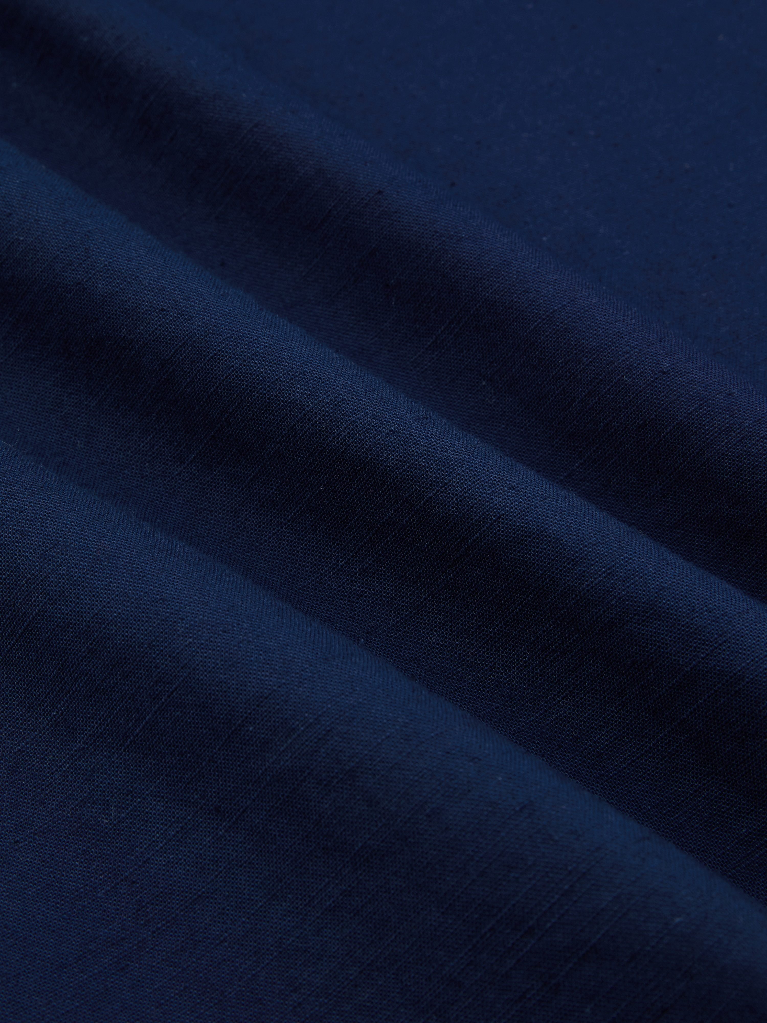 Maxi Cotton Dress, Long Sleeves, Stand Collar, Plain, Belt Design, French Vintage, Blue Purple - Blue Purple