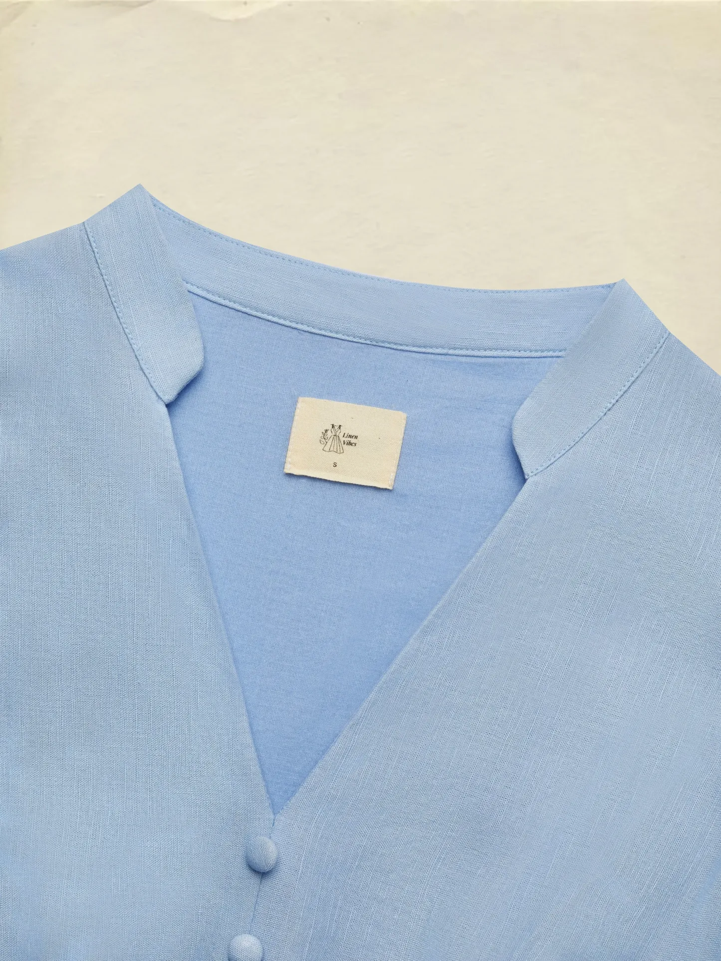 Midi Cotton Dress, Half Sleeve, V Neck, Plain, Lace, Vintage, Blue - Blue