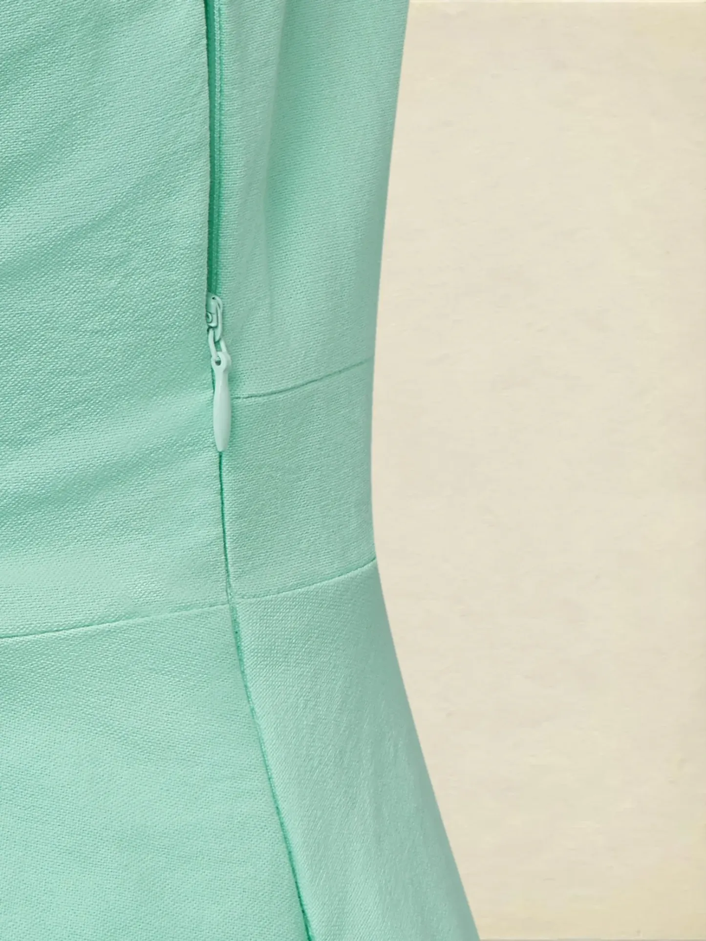 Maxi Cotton Dress , Cap Sleeves, Shawl Collar, Plain, Button Design, Vintage,  Light Green - Lightgreen