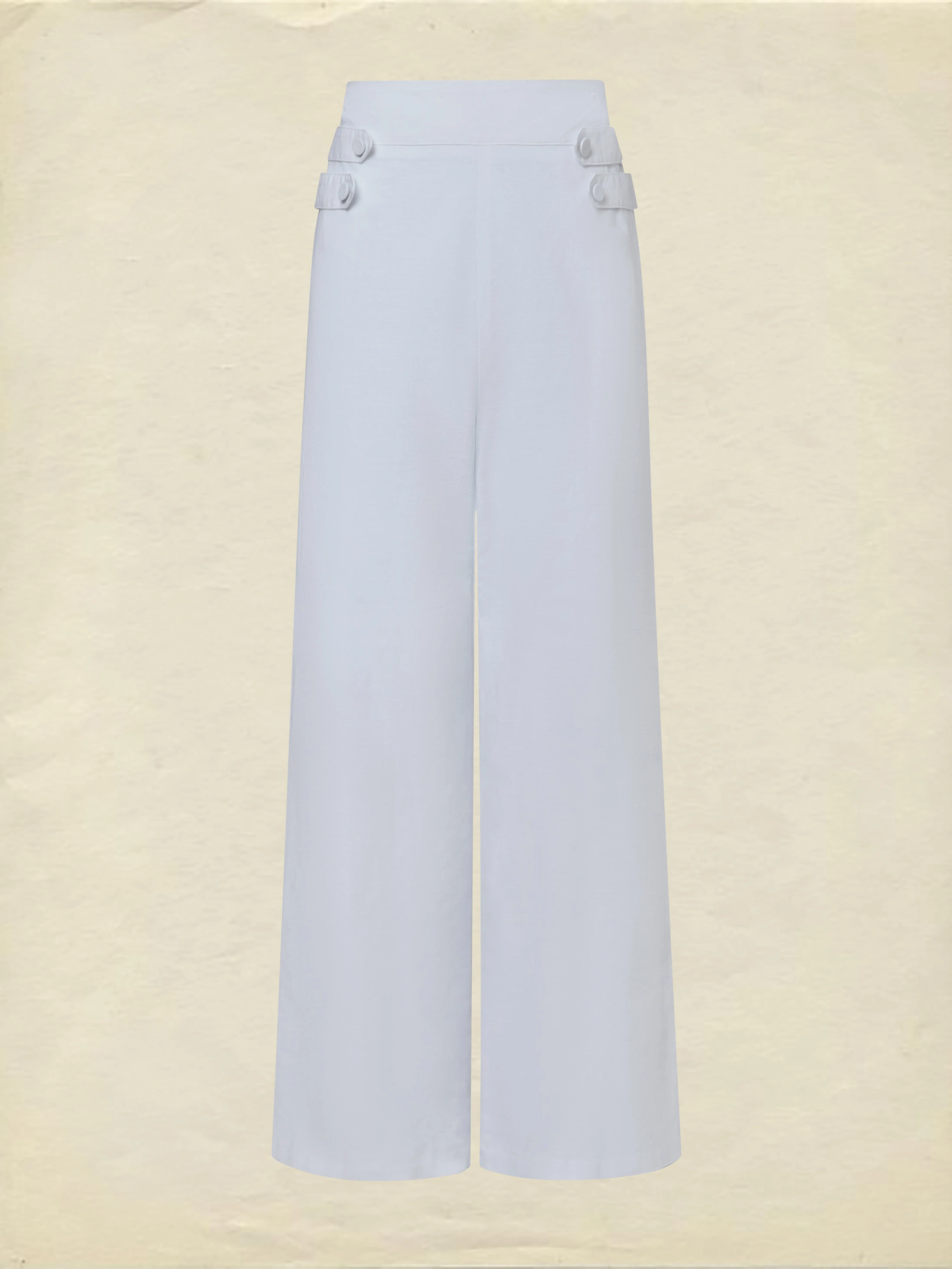 Cotton Pants, Plain, French Vintage, White - White