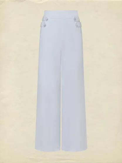 Cotton Pants, Plain, French Vintage, White - White