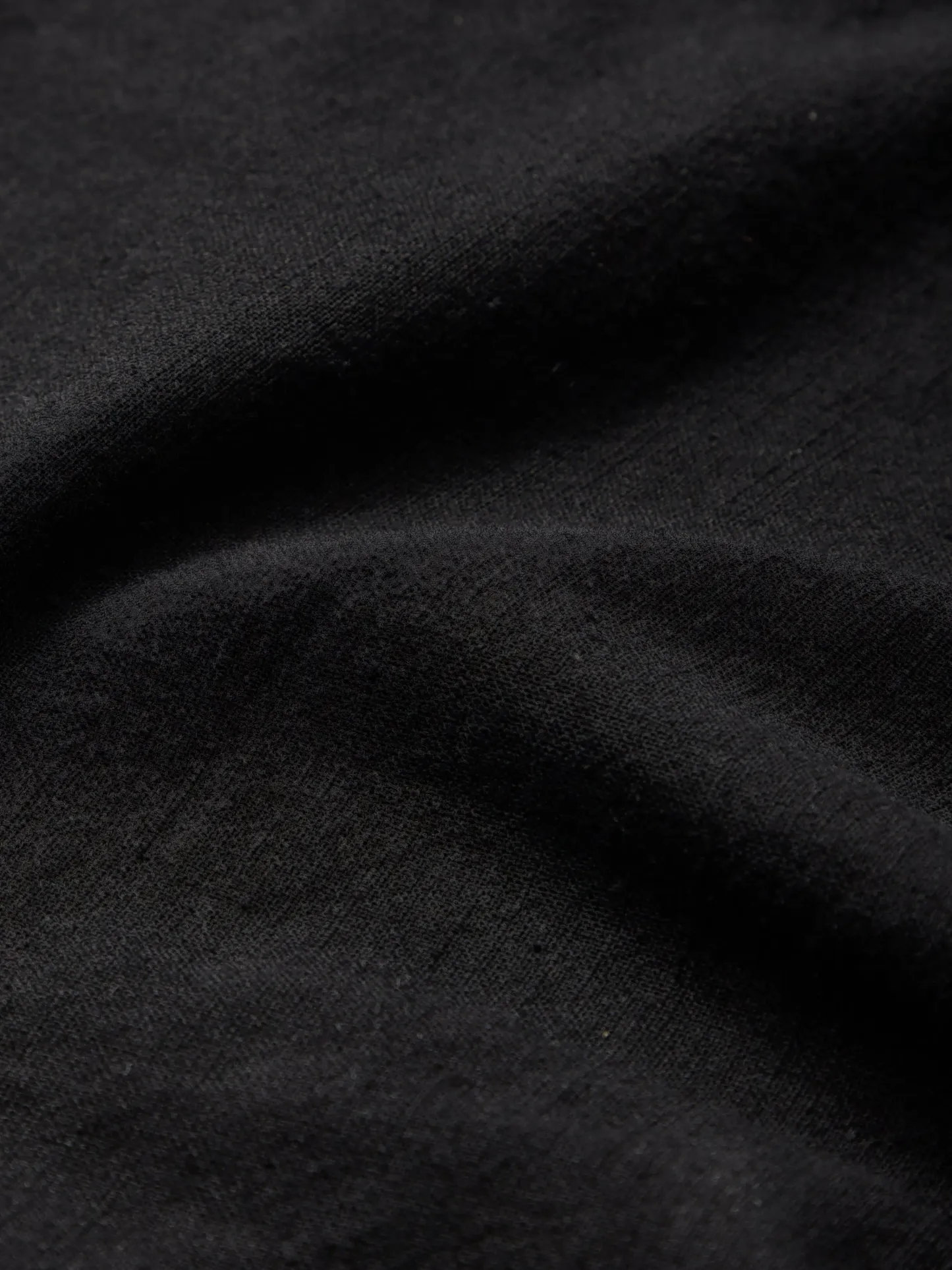 Maxi Linen Dress, Half Sleeve, V Neck, Plain, Button Design, Vintage, Black - Black
